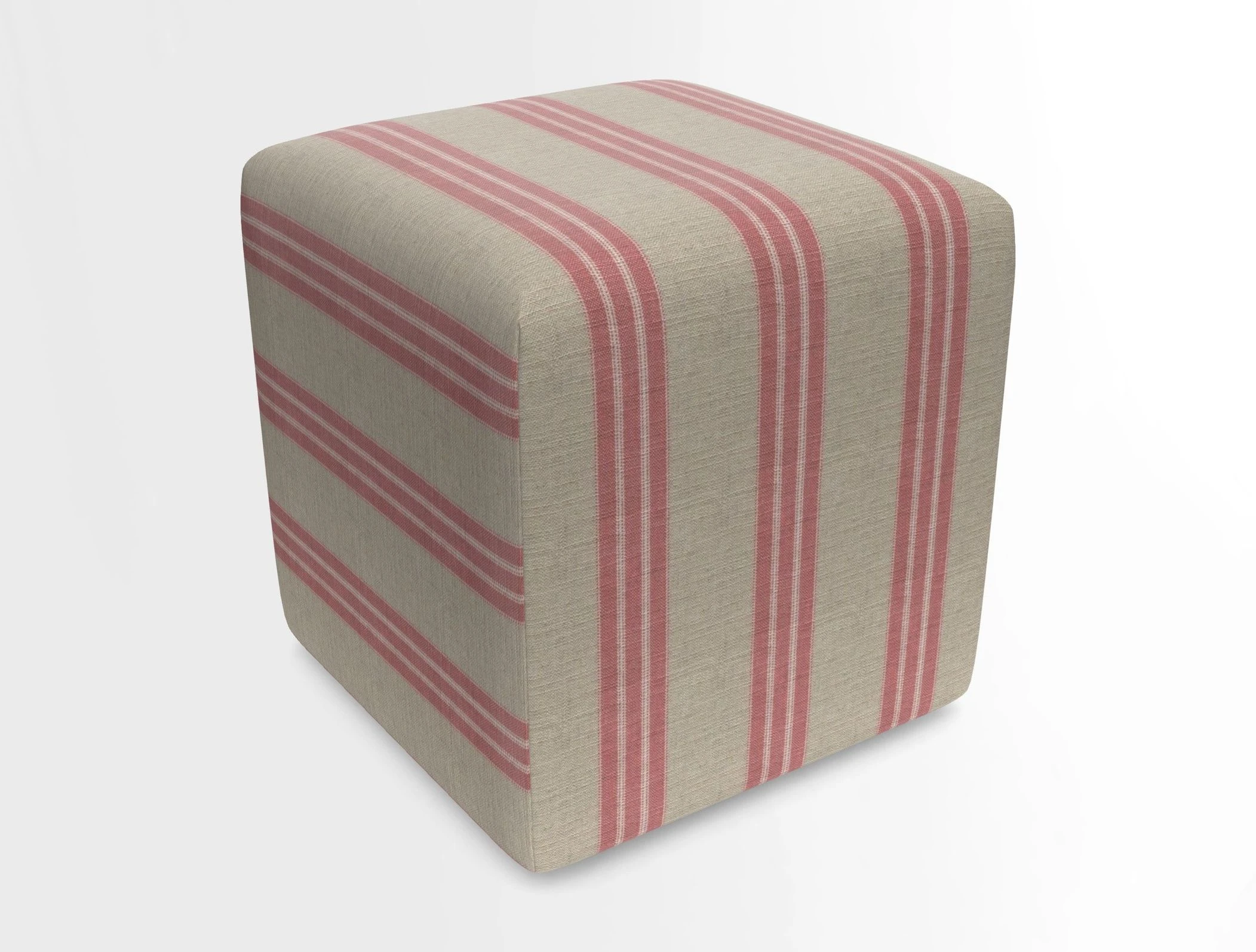 Cube Footstool in Peruvian homespun fabric