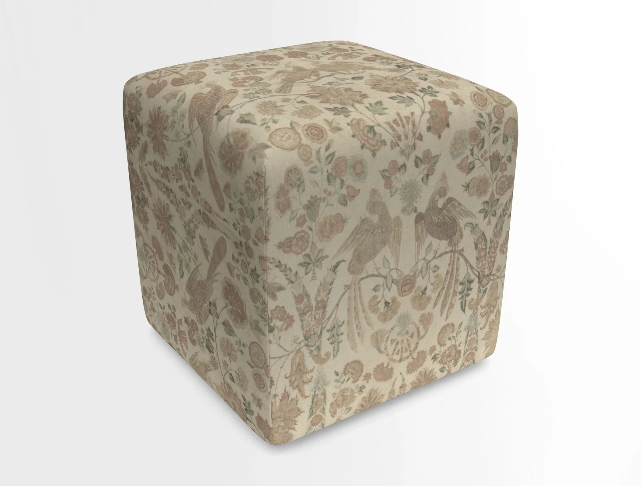 Cube Footstool in Peruvian homespun fabric