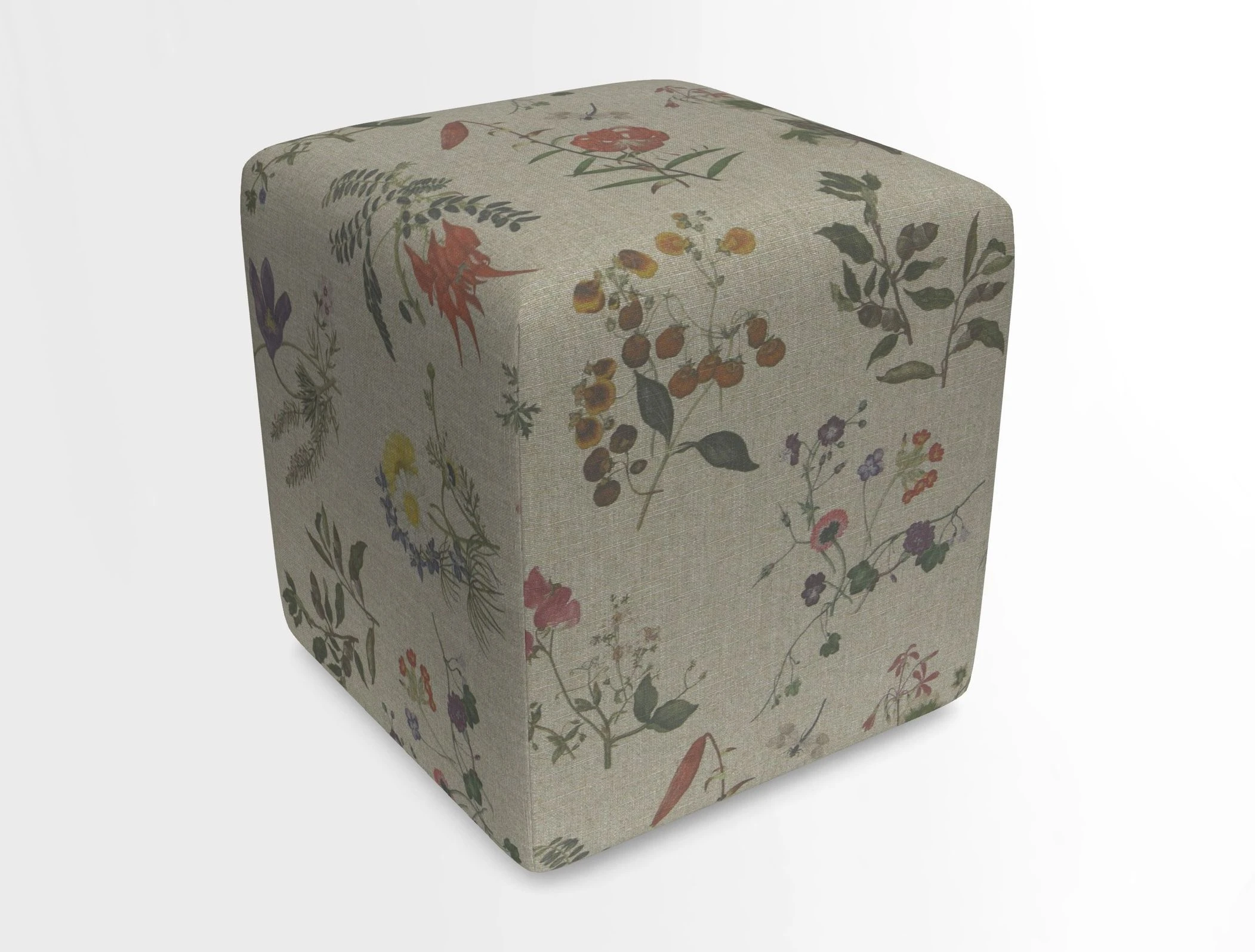 Cube Footstool in Peruvian homespun fabric
