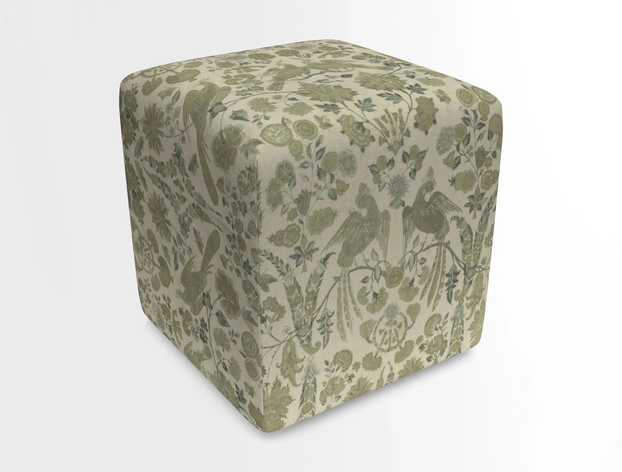 Cube Footstool in Peruvian homespun fabric