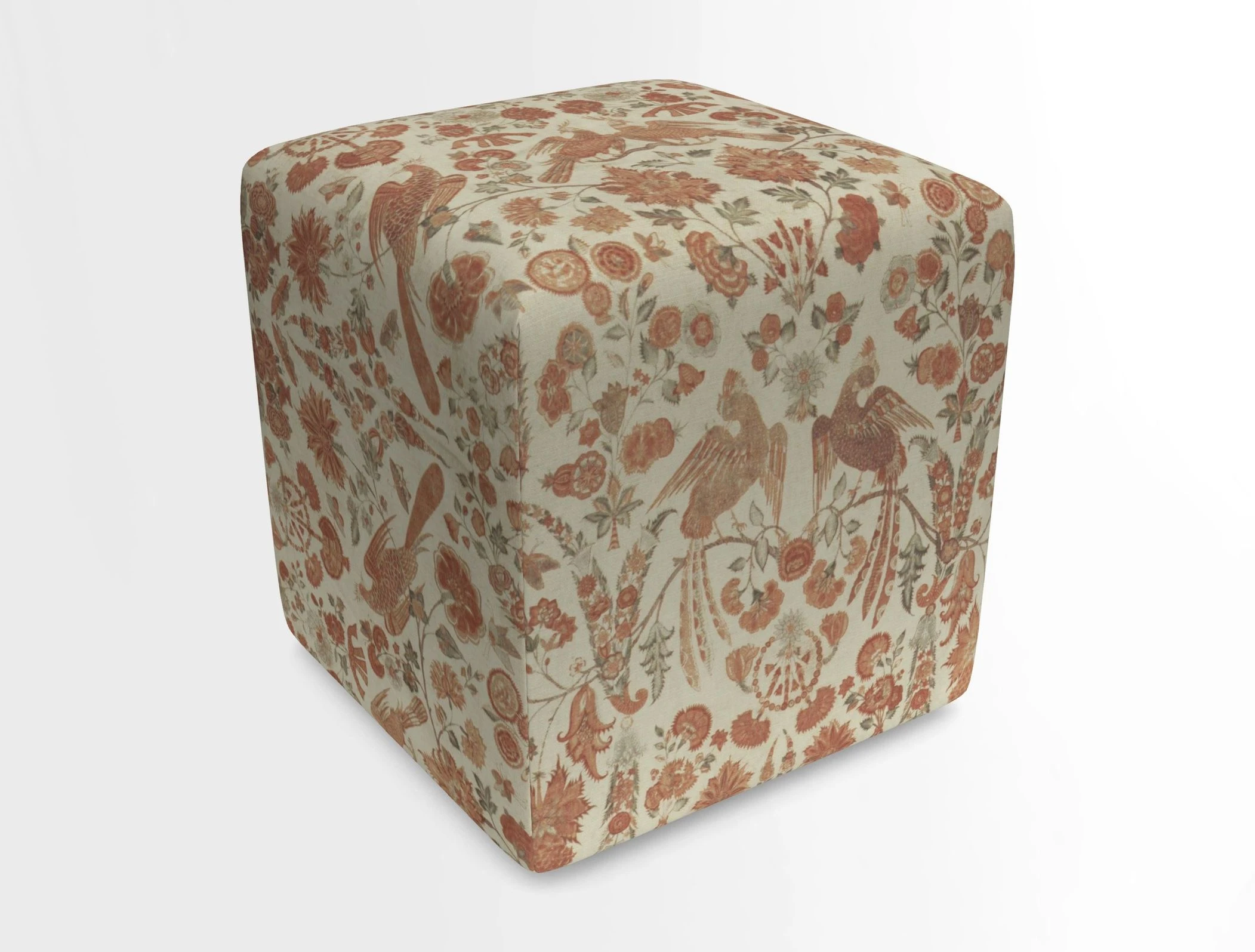 Cube Footstool in Peruvian homespun fabric