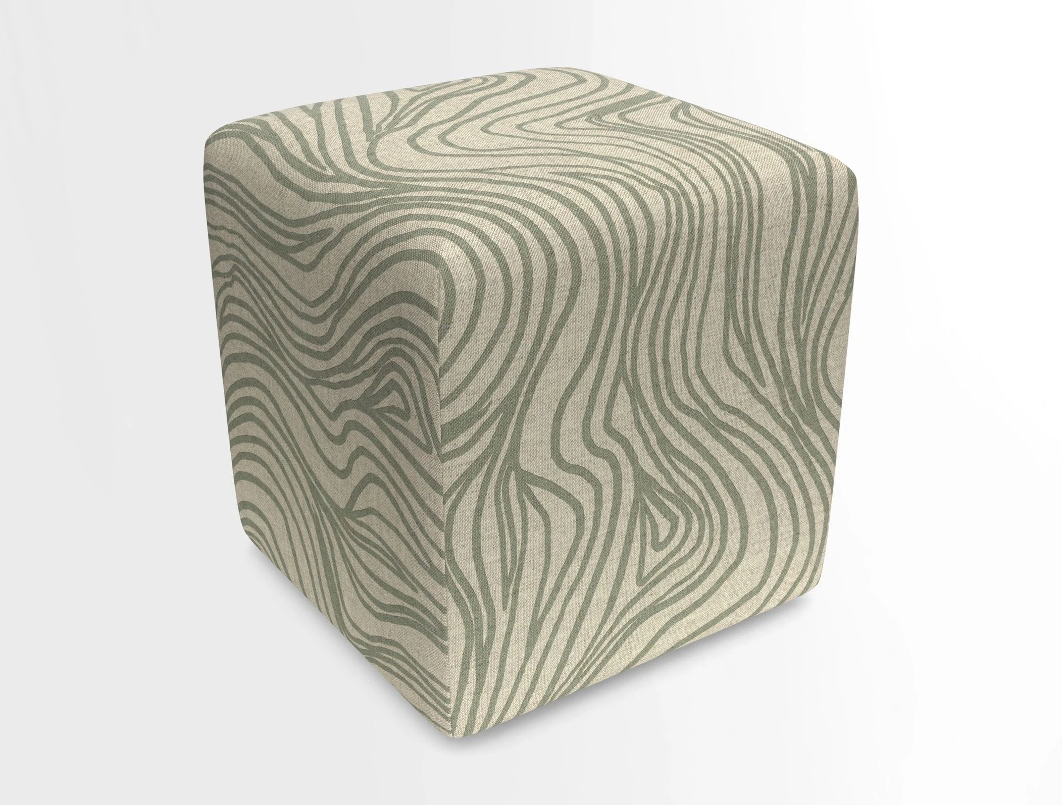 Cube Footstool in Peruvian homespun fabric