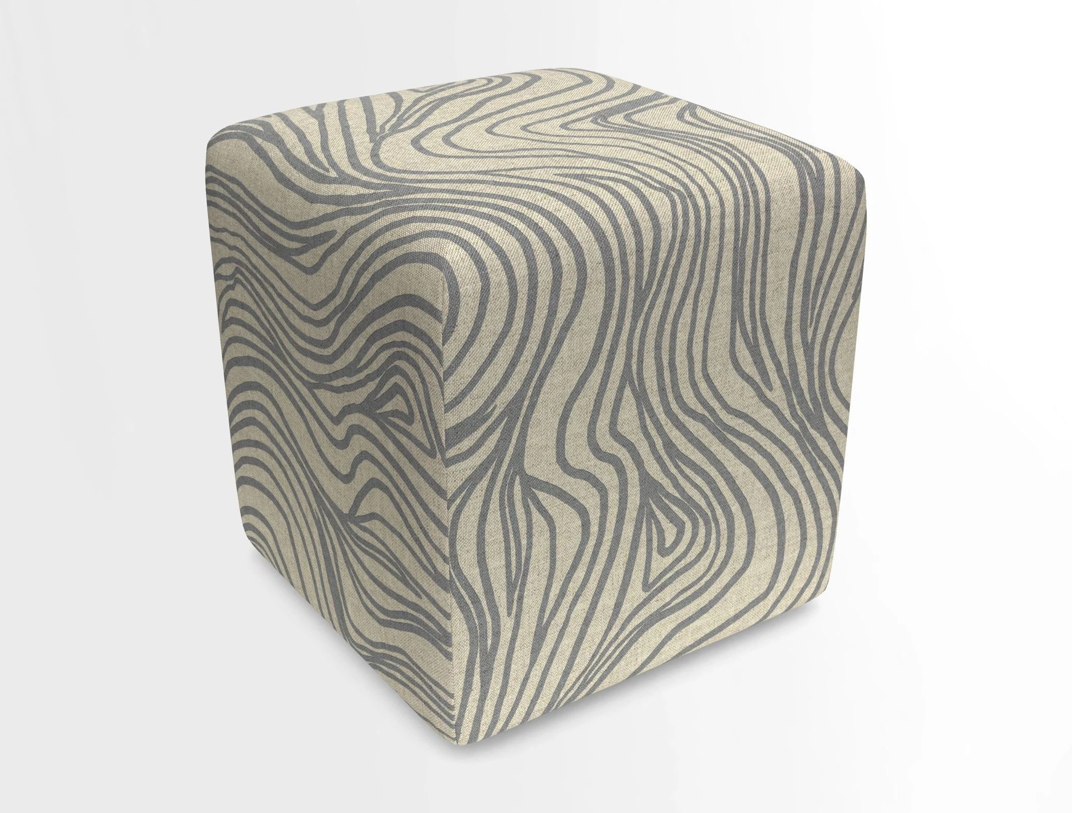 Cube Footstool in Peruvian homespun fabric