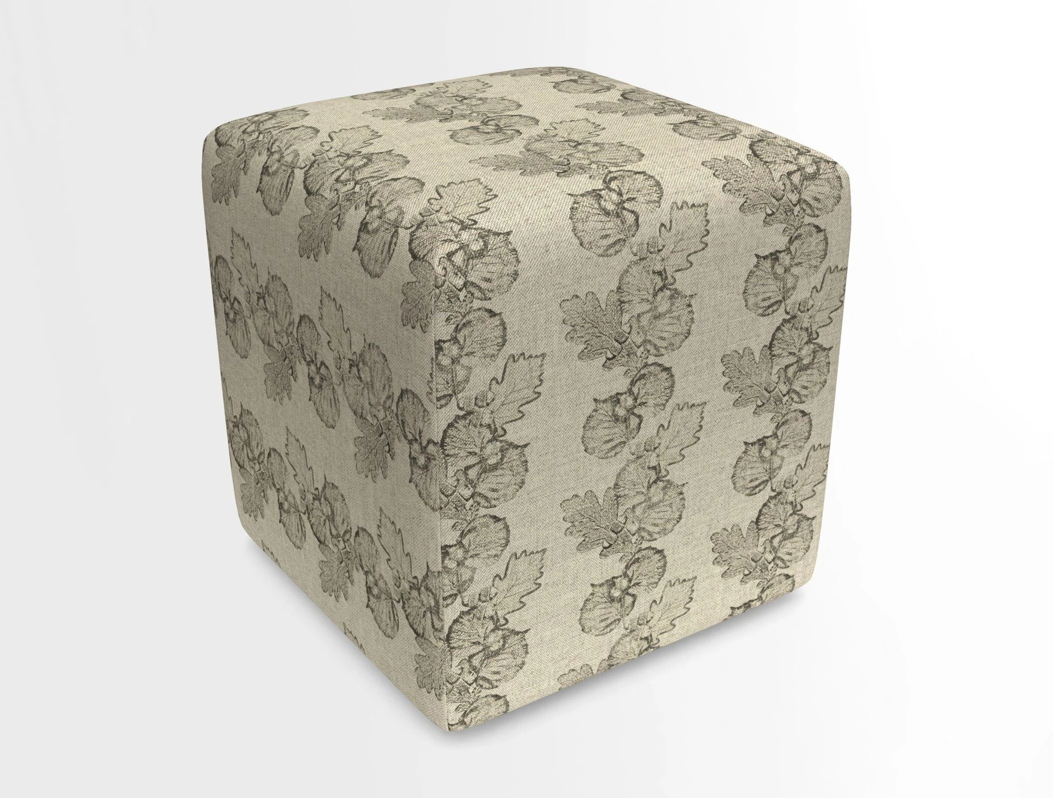 Cube Footstool in Peruvian homespun fabric