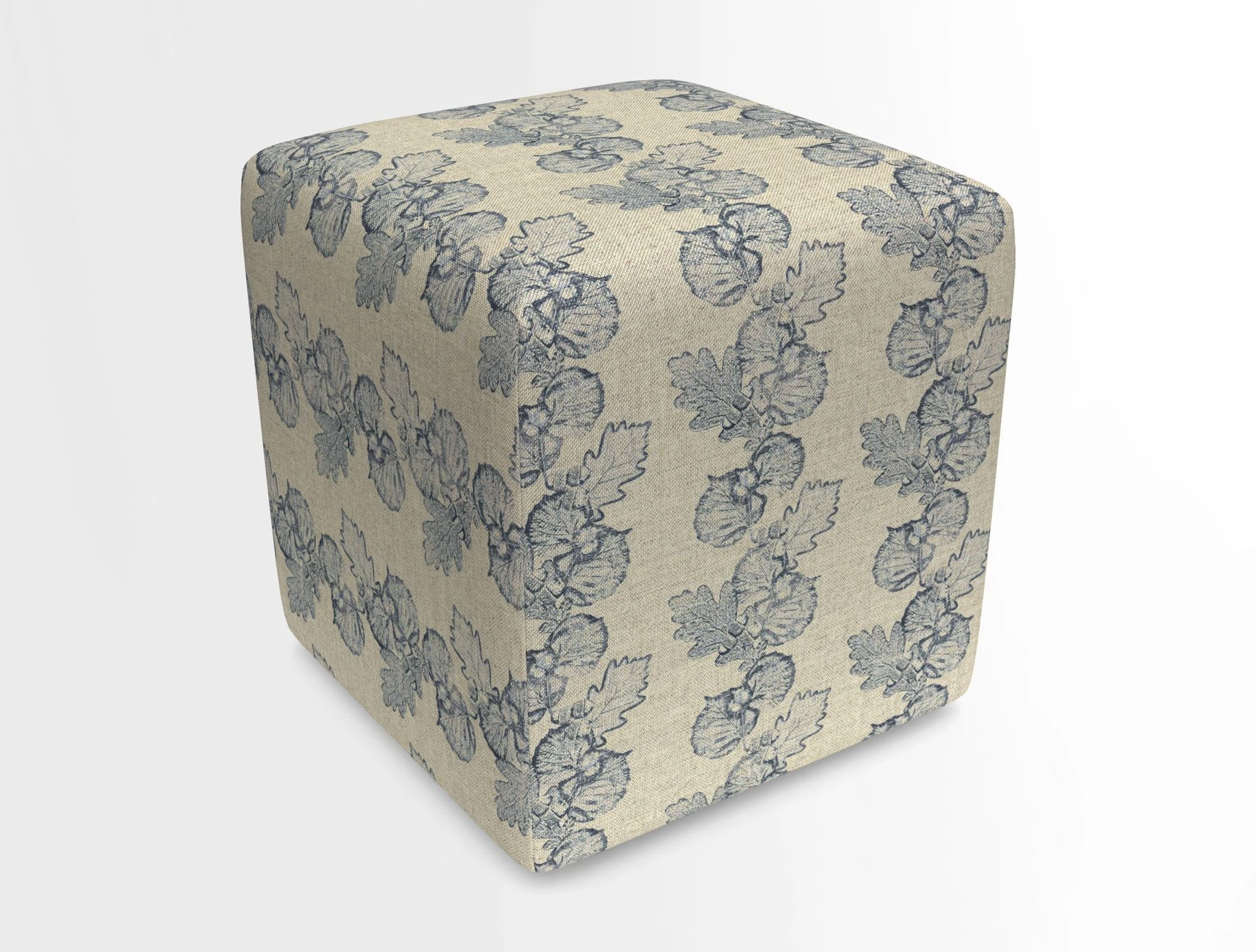 Cube Footstool in Peruvian homespun fabric