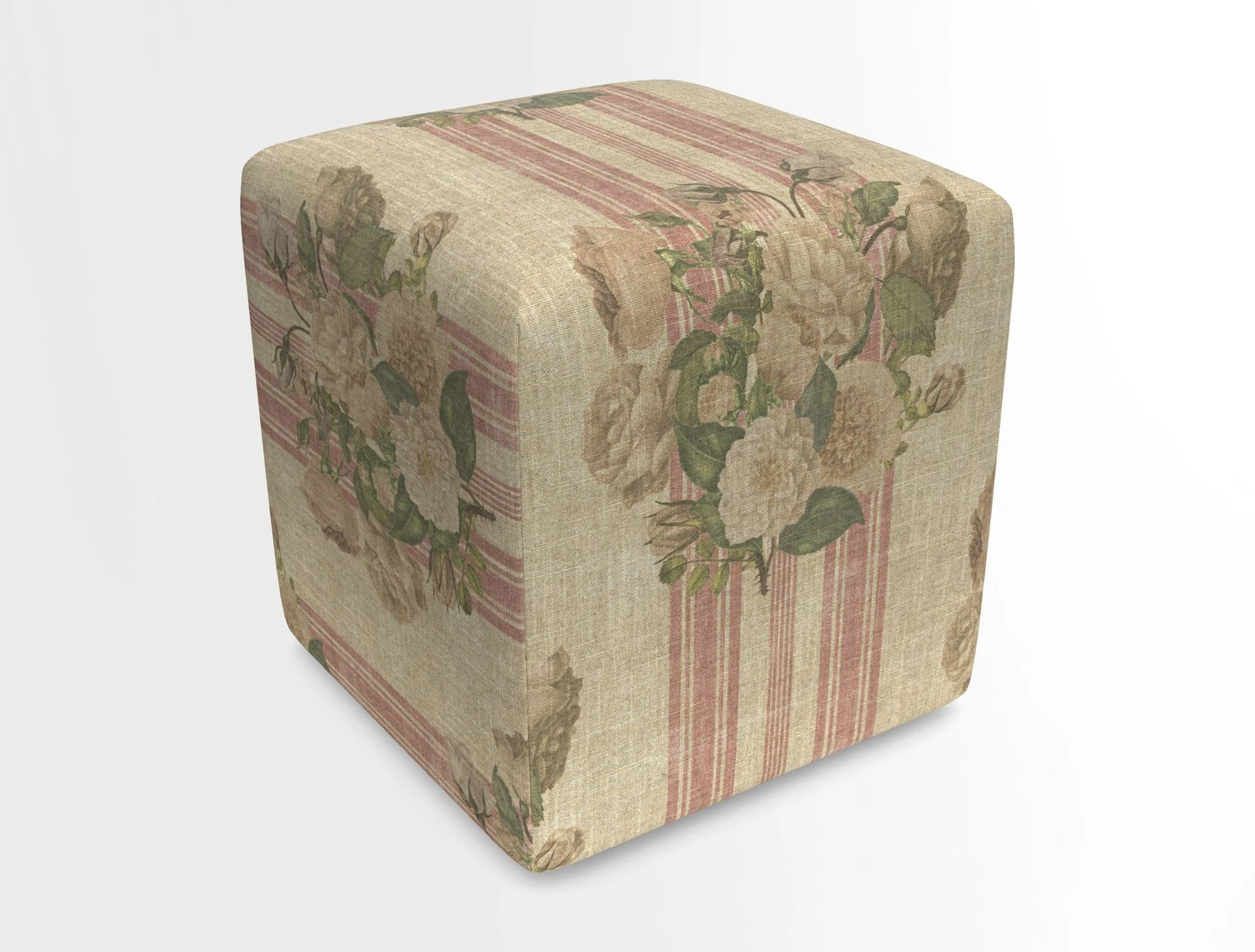 Cube Footstool in Peruvian homespun fabric