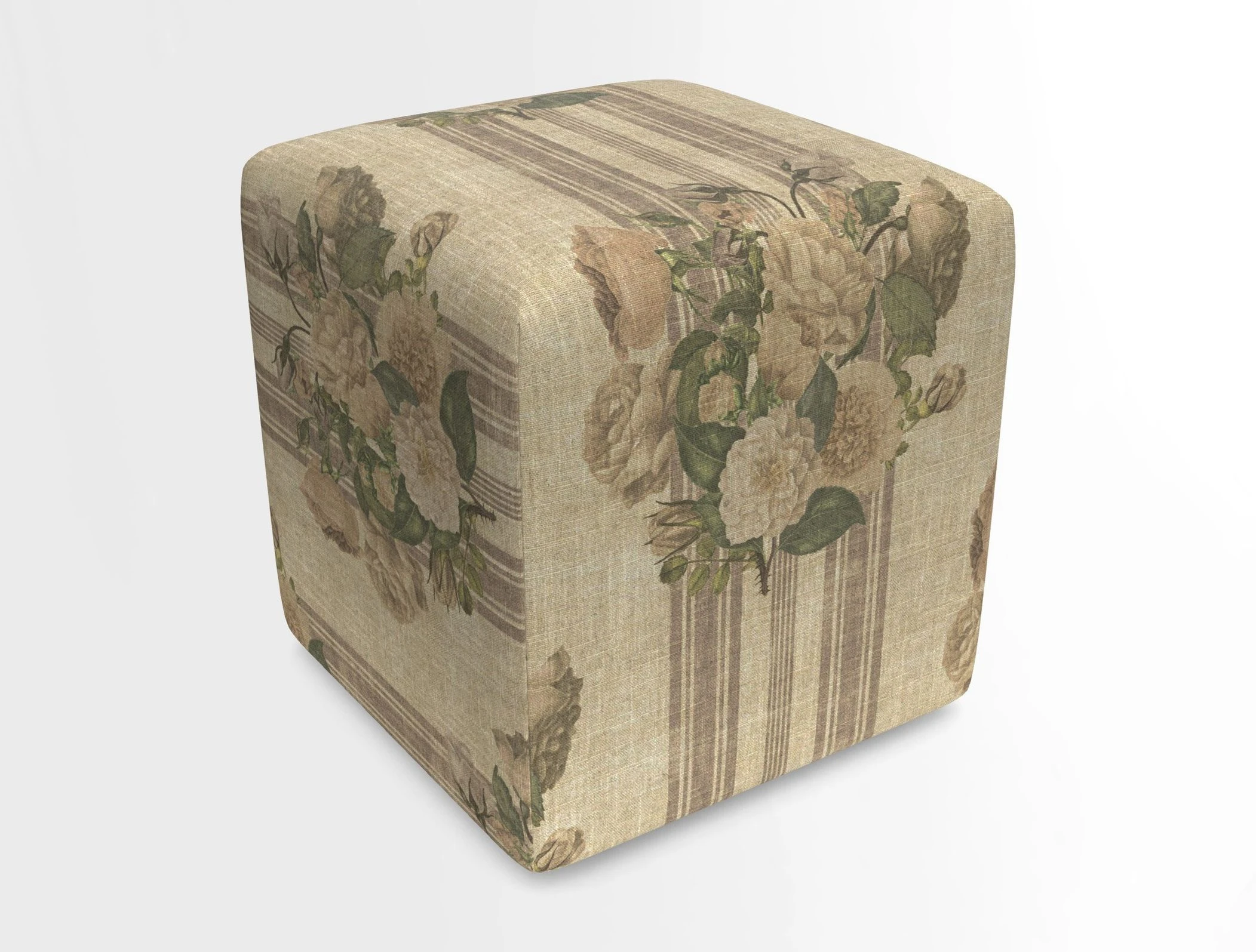Cube Footstool in Peruvian homespun fabric