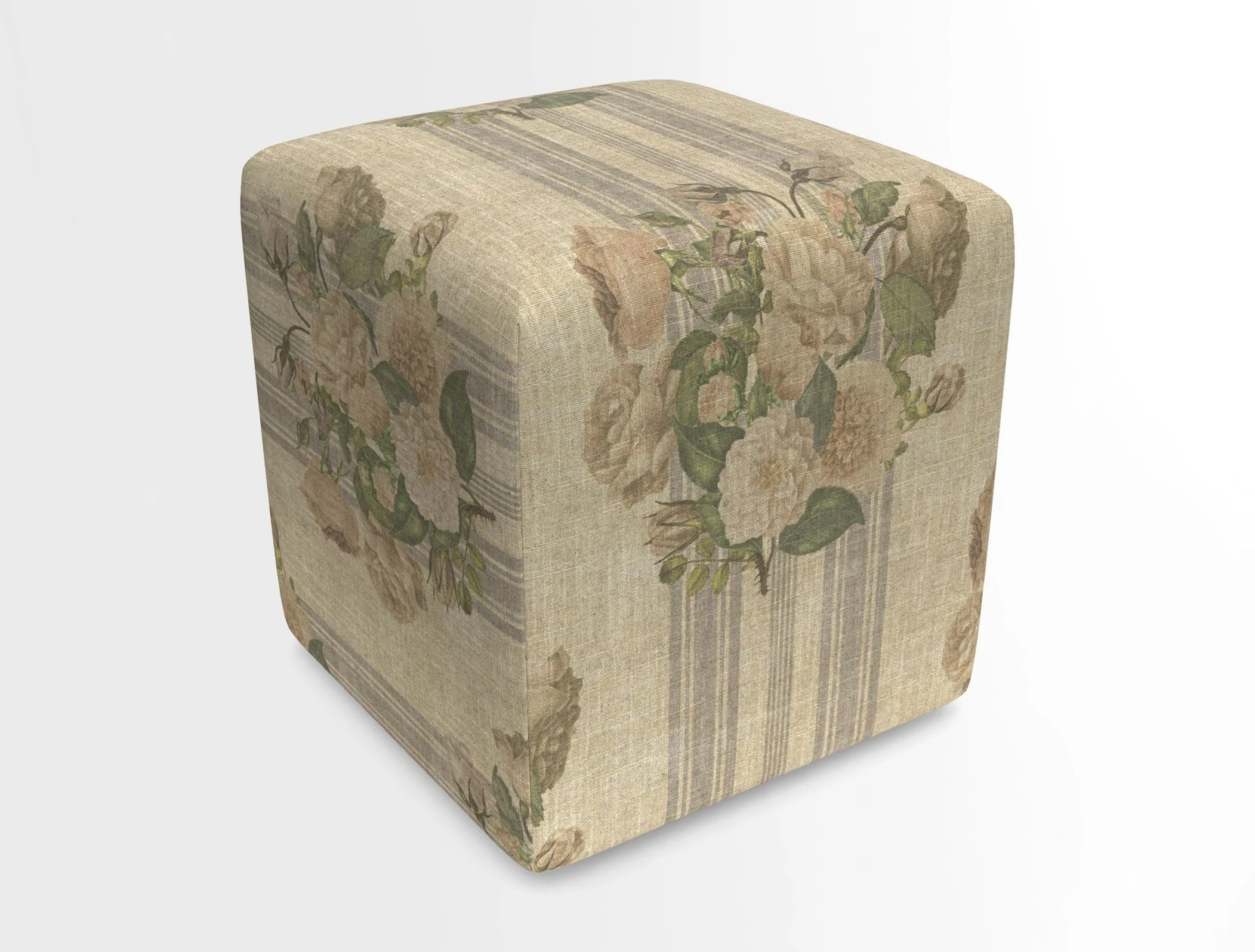 Cube Footstool in Peruvian homespun fabric