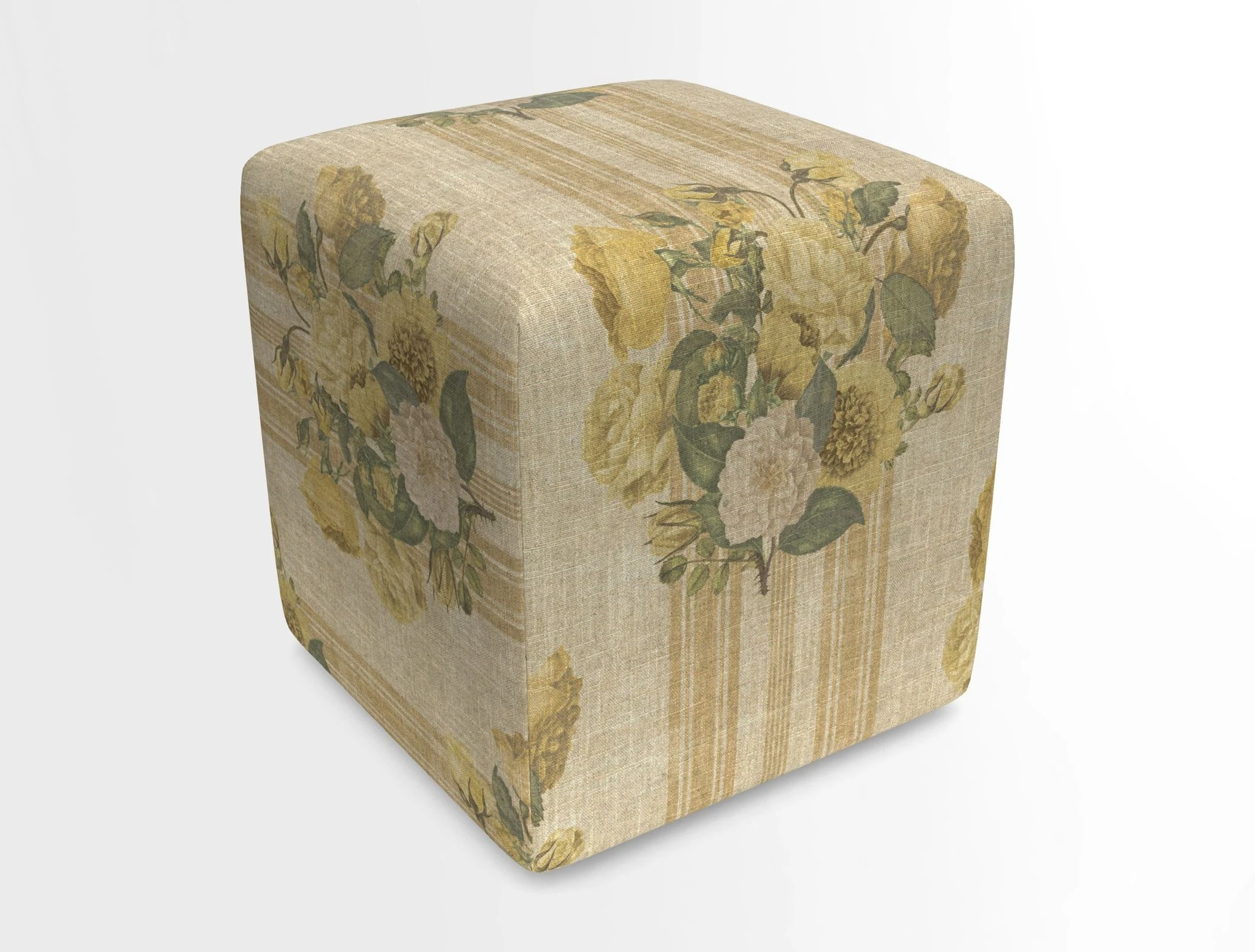 Cube Footstool in Peruvian homespun fabric