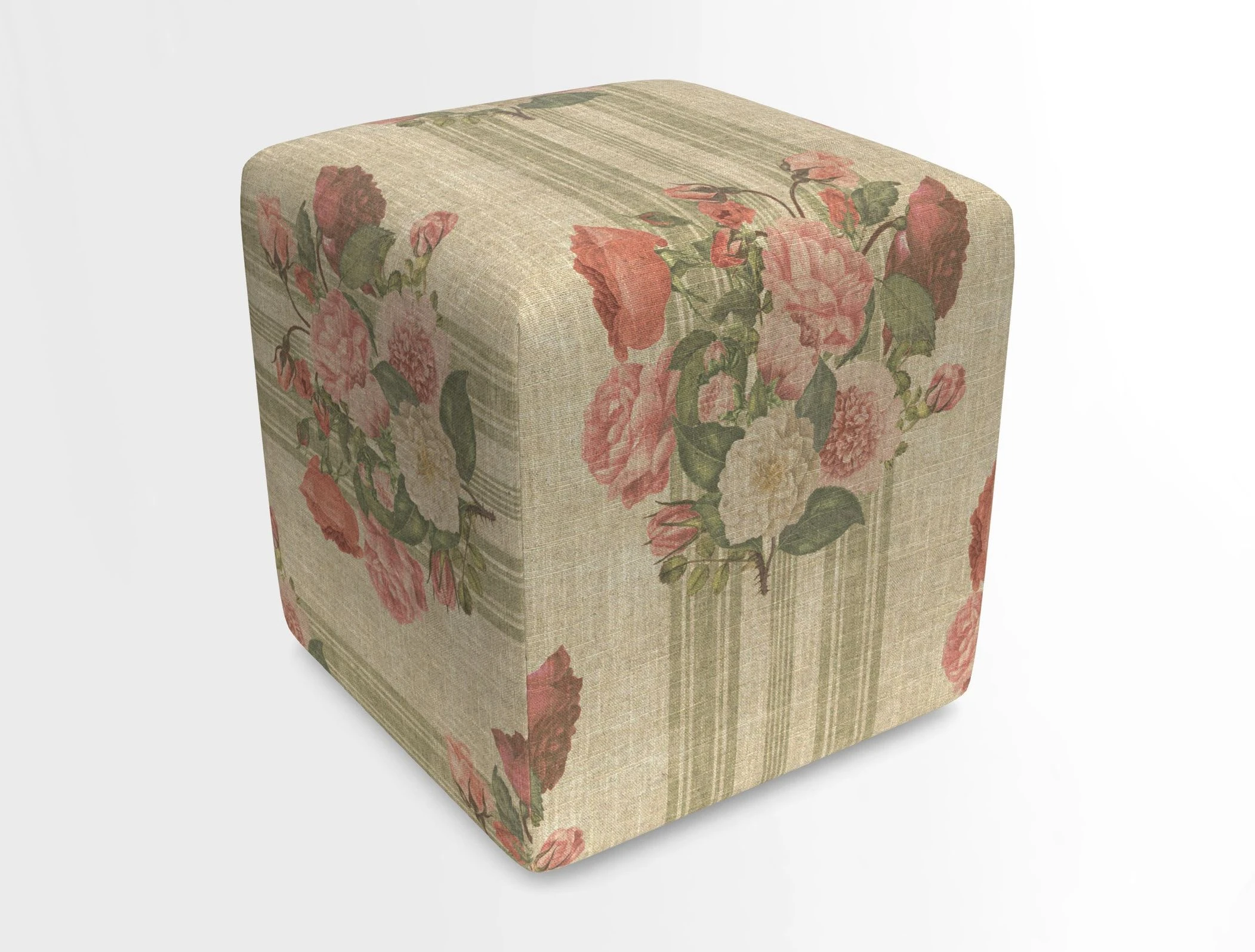 Cube Footstool in Peruvian homespun fabric