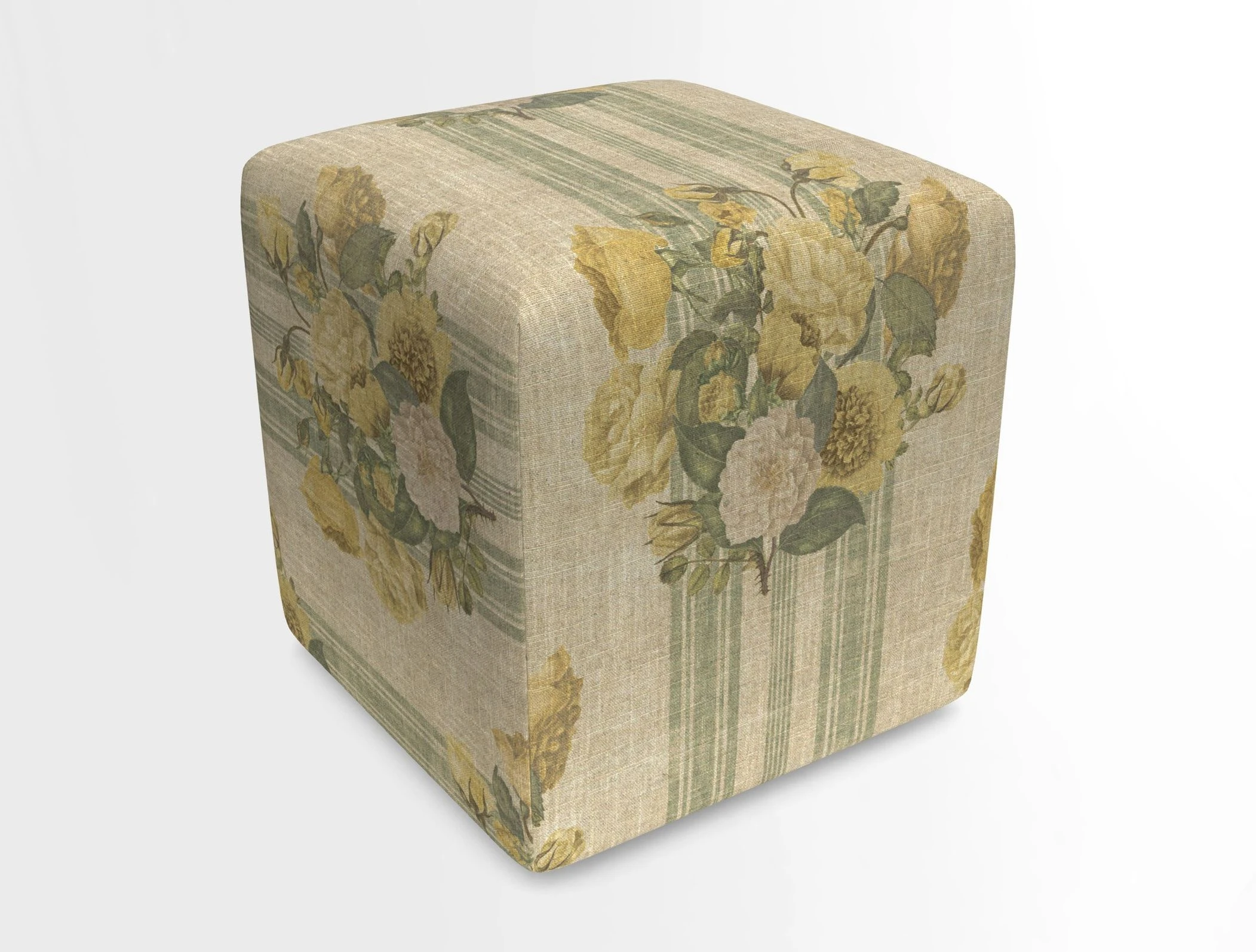 Cube Footstool in Peruvian homespun fabric