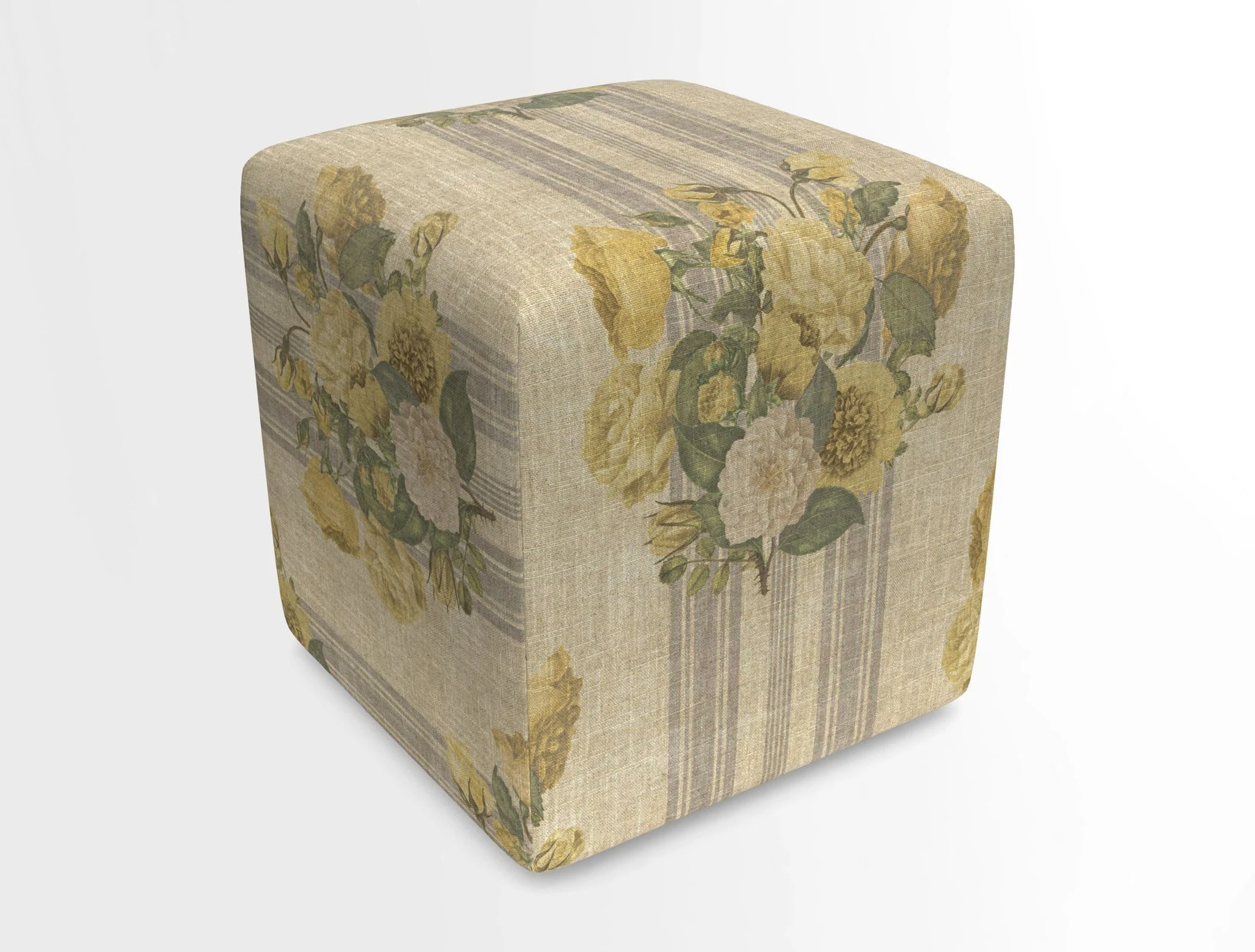 Cube Footstool in Peruvian homespun fabric