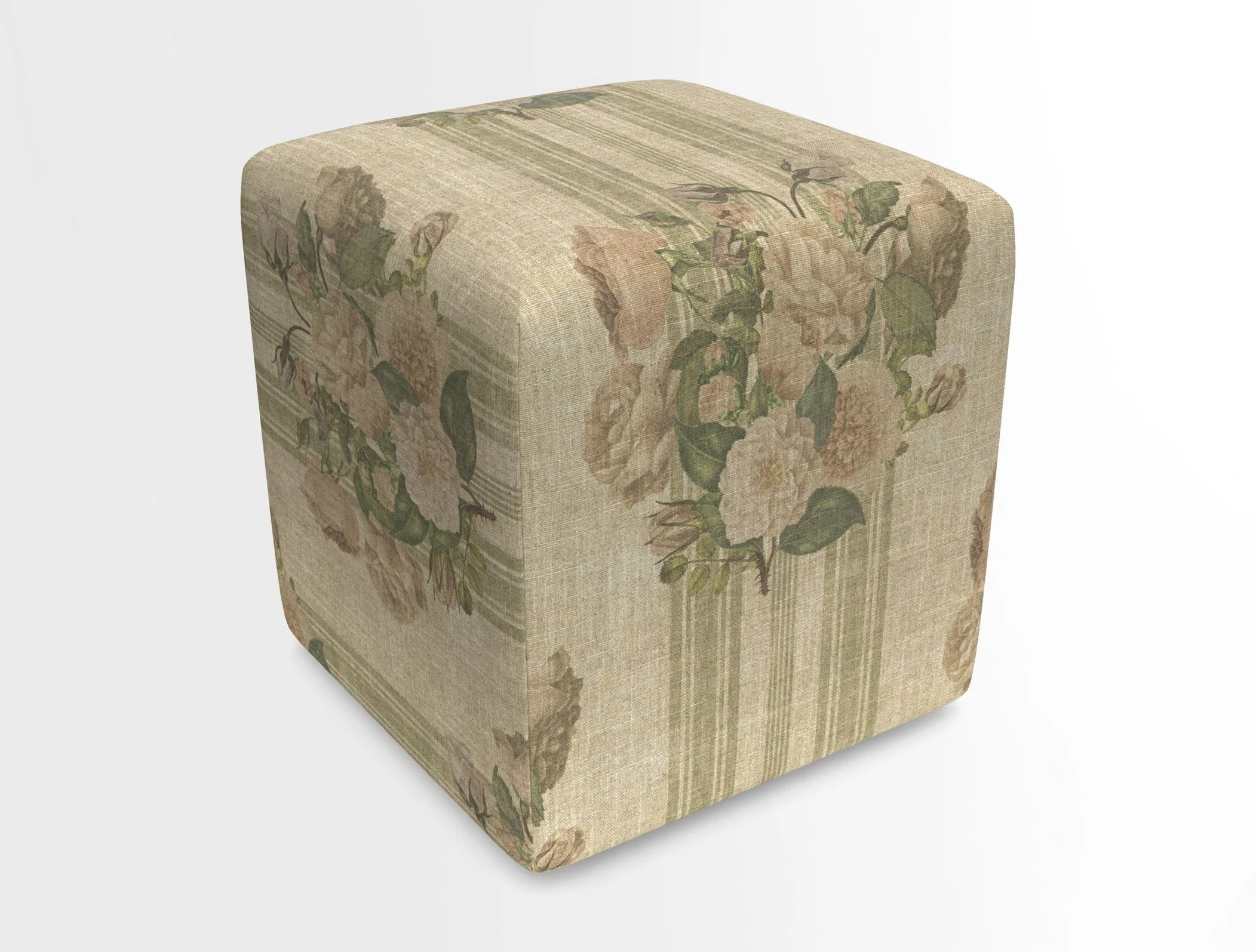 Cube Footstool in Peruvian homespun fabric