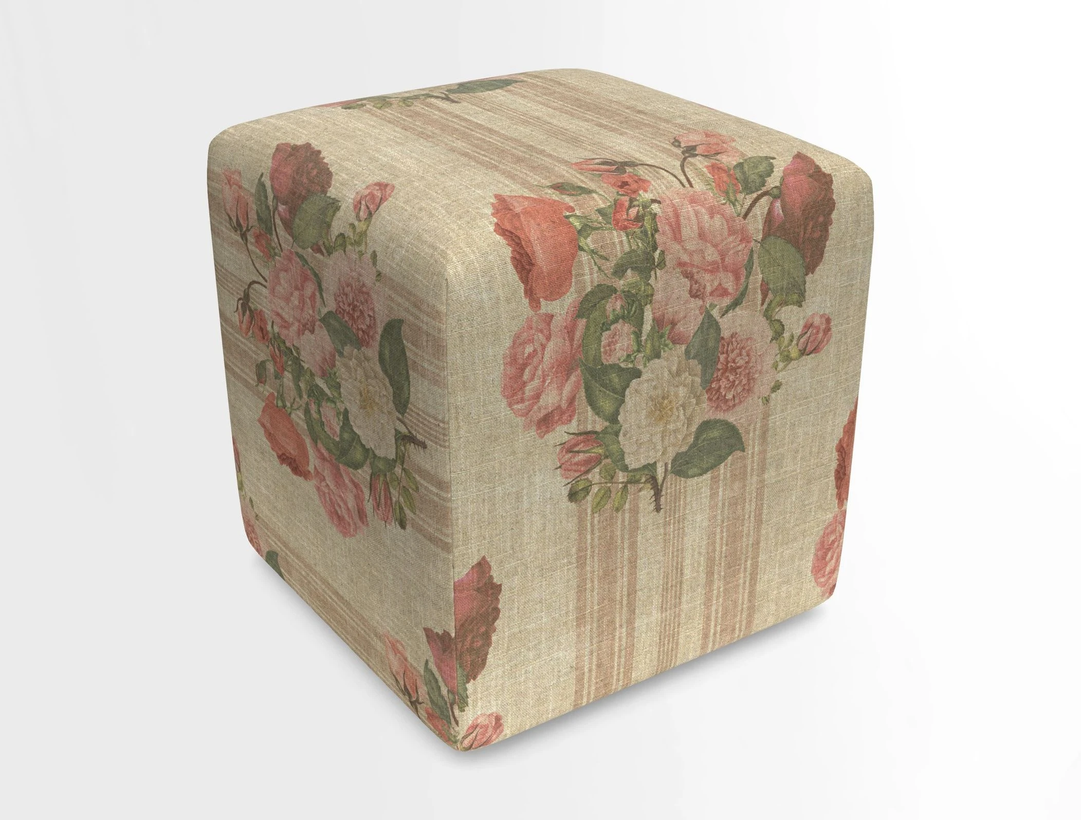 Cube Footstool in Peruvian homespun fabric