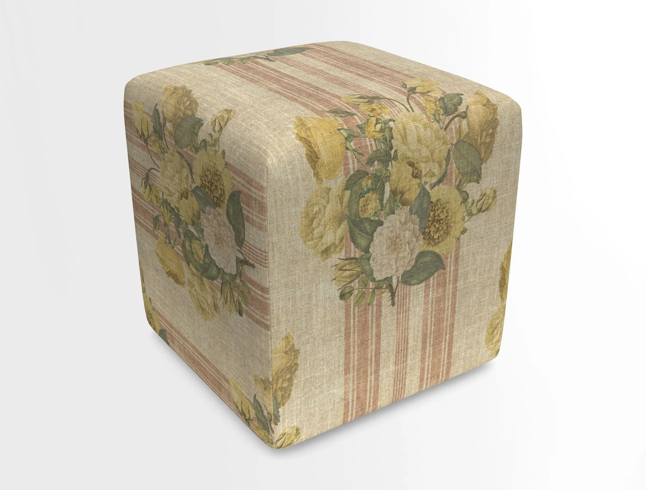 Cube Footstool in Peruvian homespun fabric