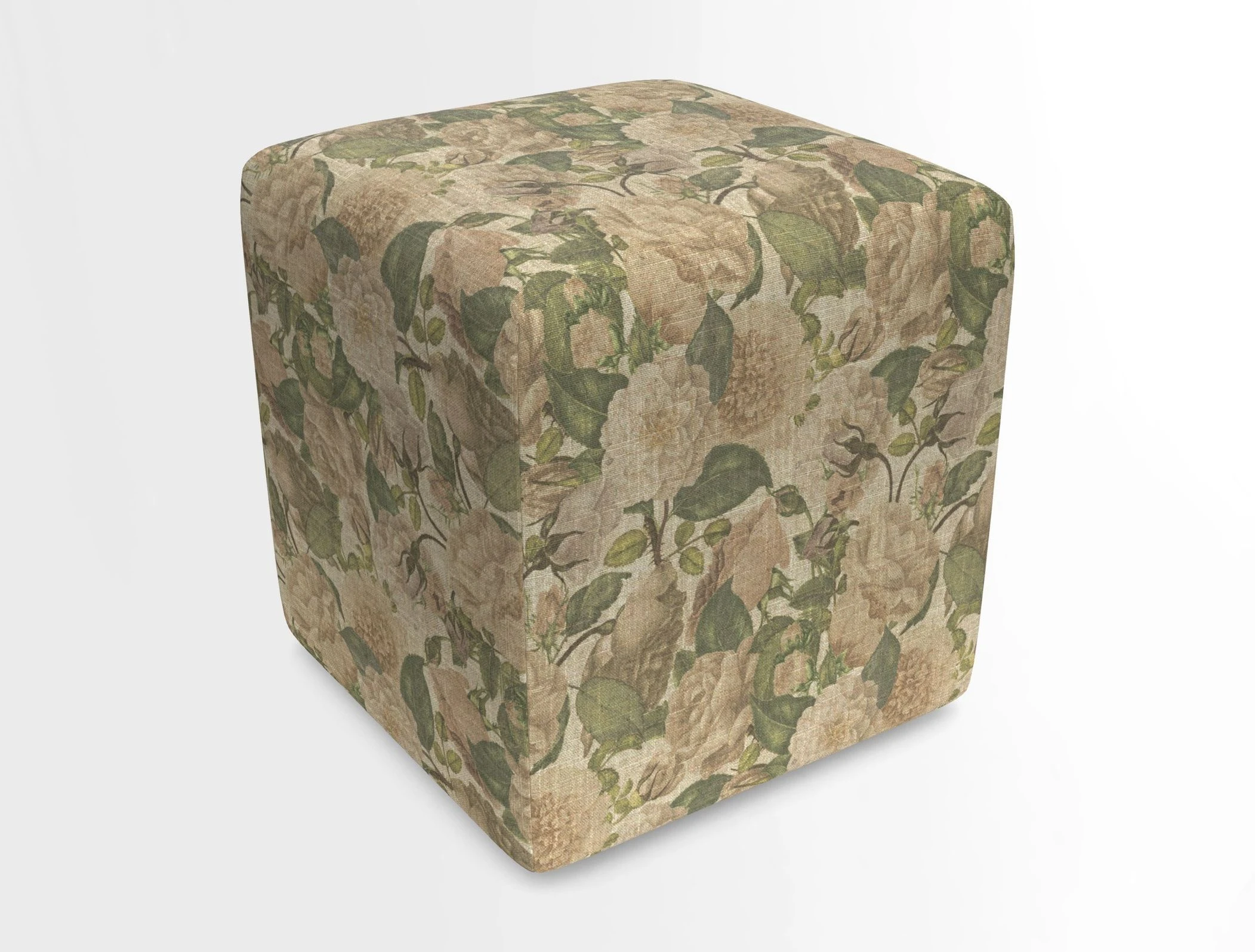 Cube Footstool in Peruvian homespun fabric