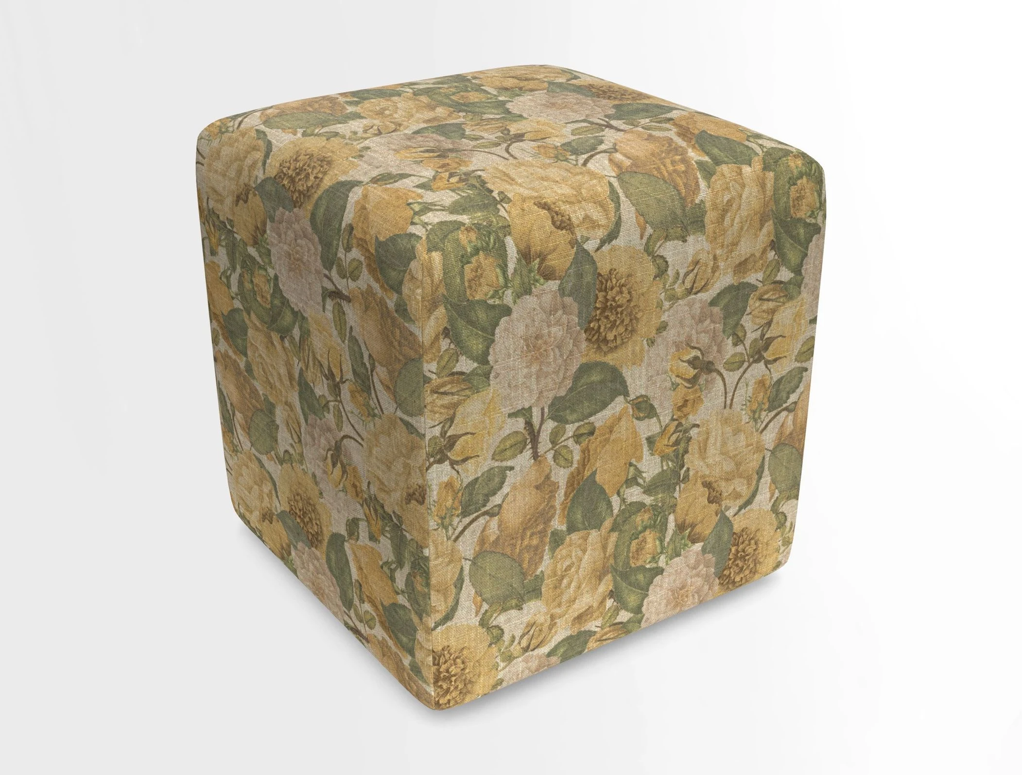 Cube Footstool in Peruvian homespun fabric