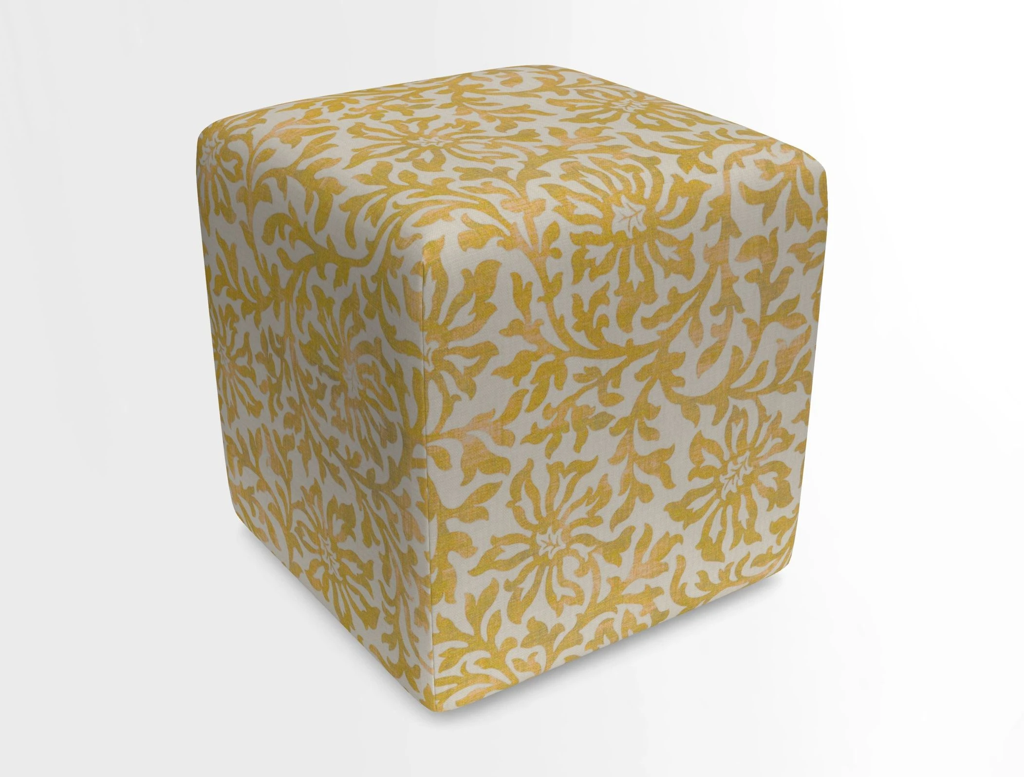 Cube Footstool in Peruvian homespun fabric
