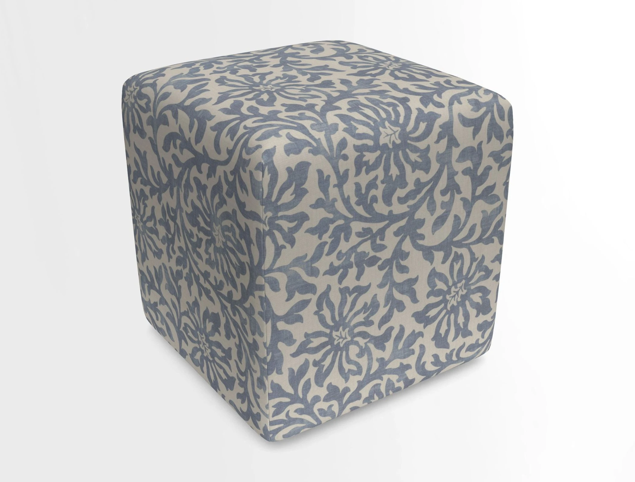 Cube Footstool in Peruvian homespun fabric
