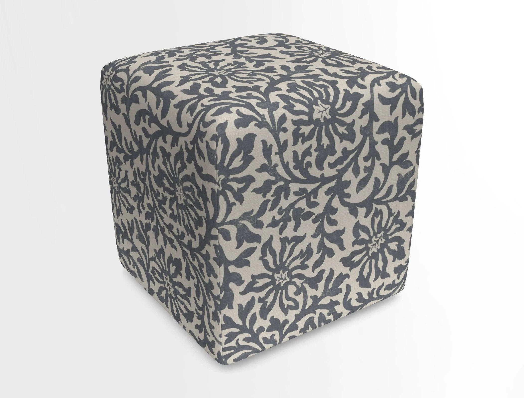 Cube Footstool in Peruvian homespun fabric