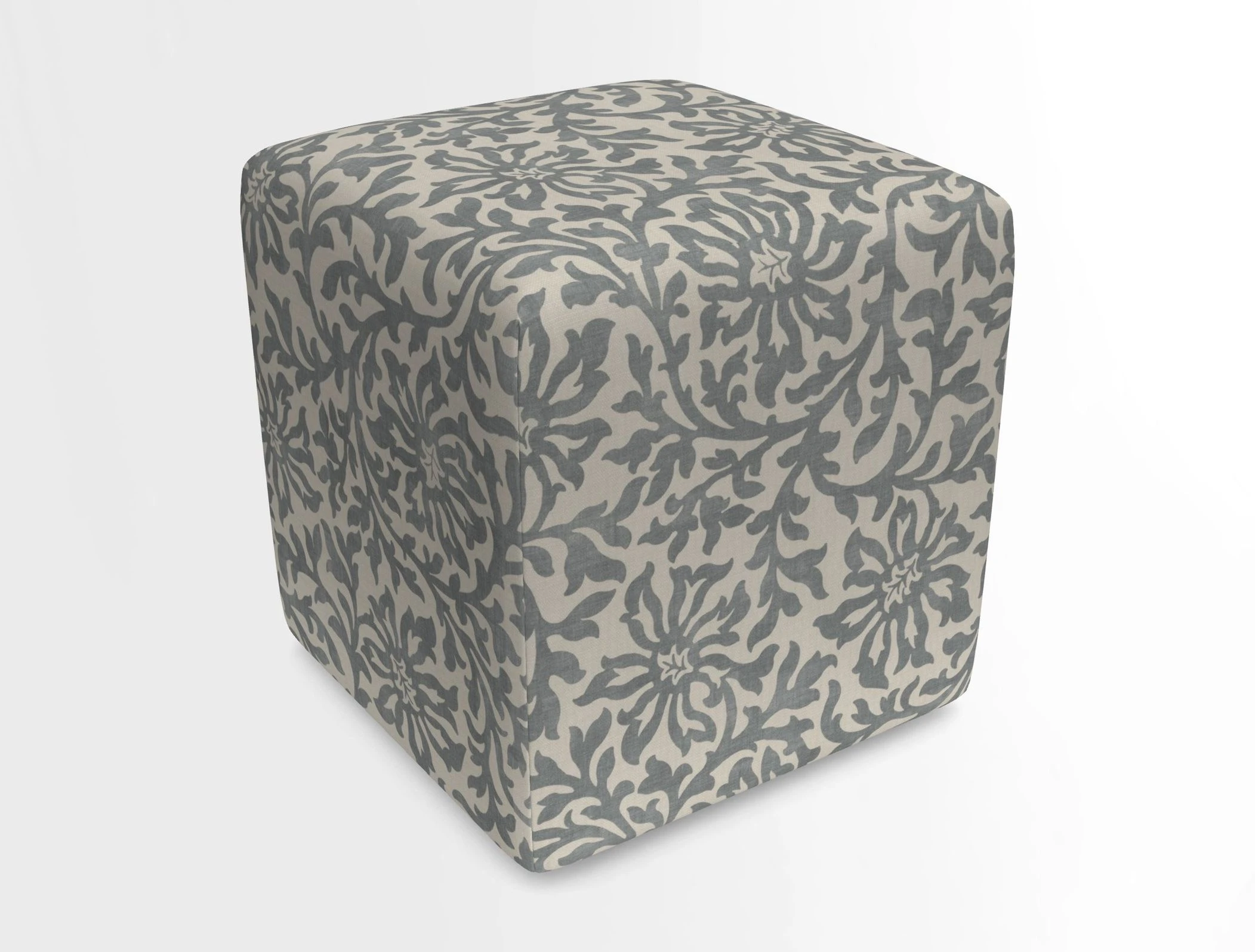 Cube Footstool in Peruvian homespun fabric