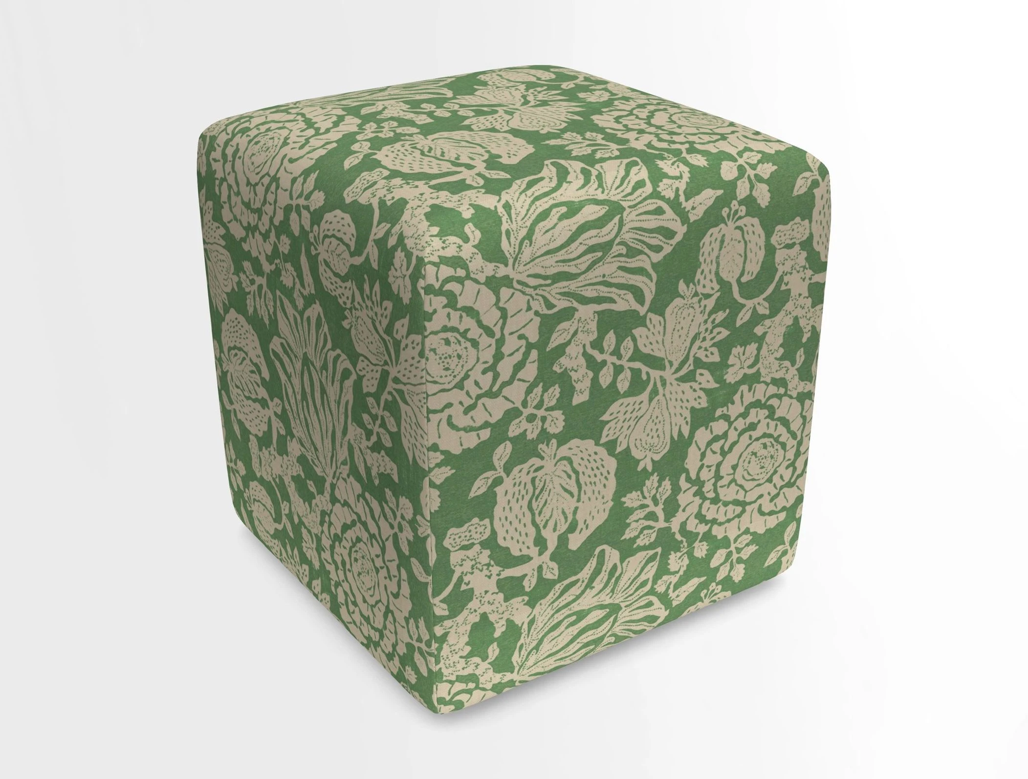 Cube Footstool in Peruvian homespun fabric