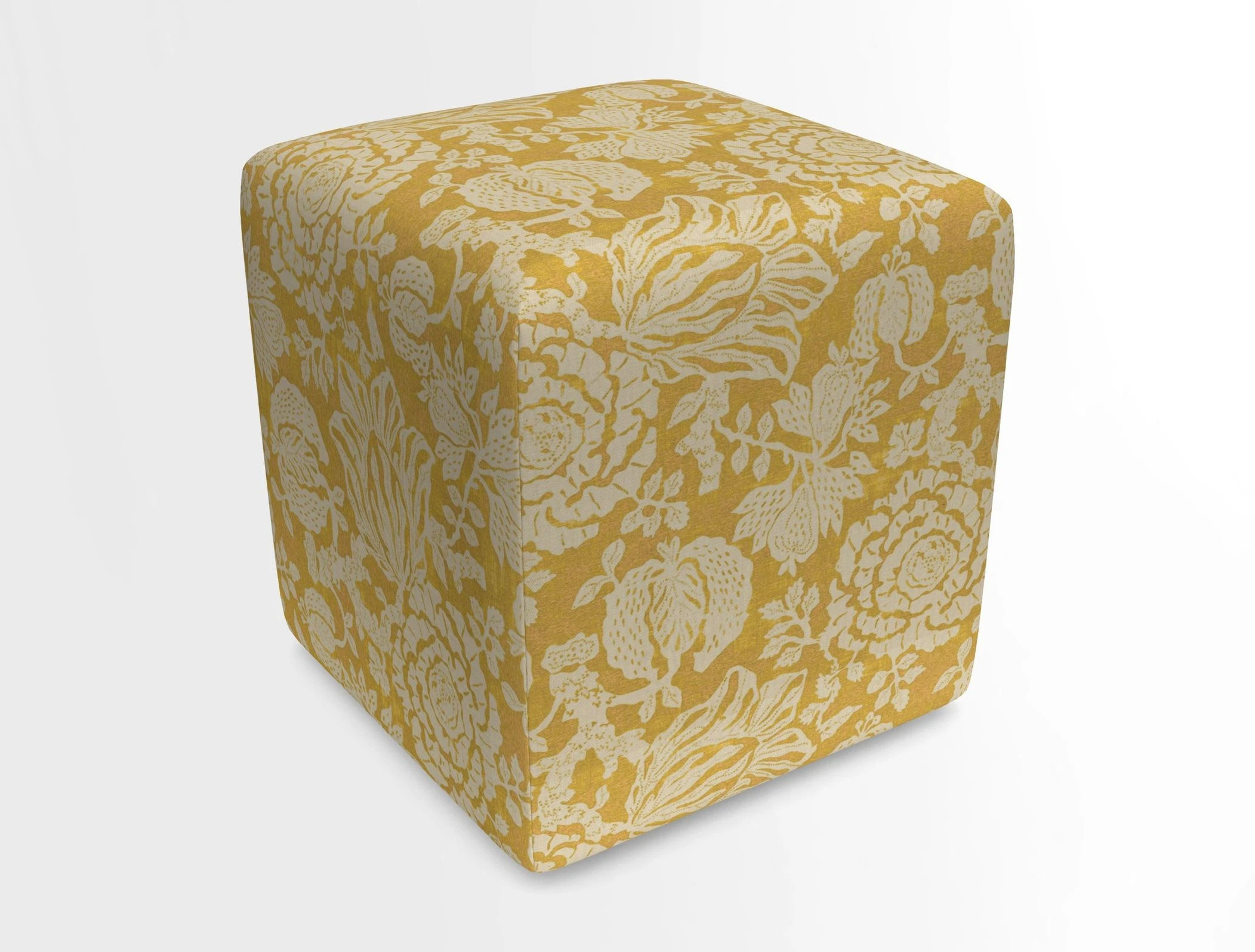 Cube Footstool in Peruvian homespun fabric
