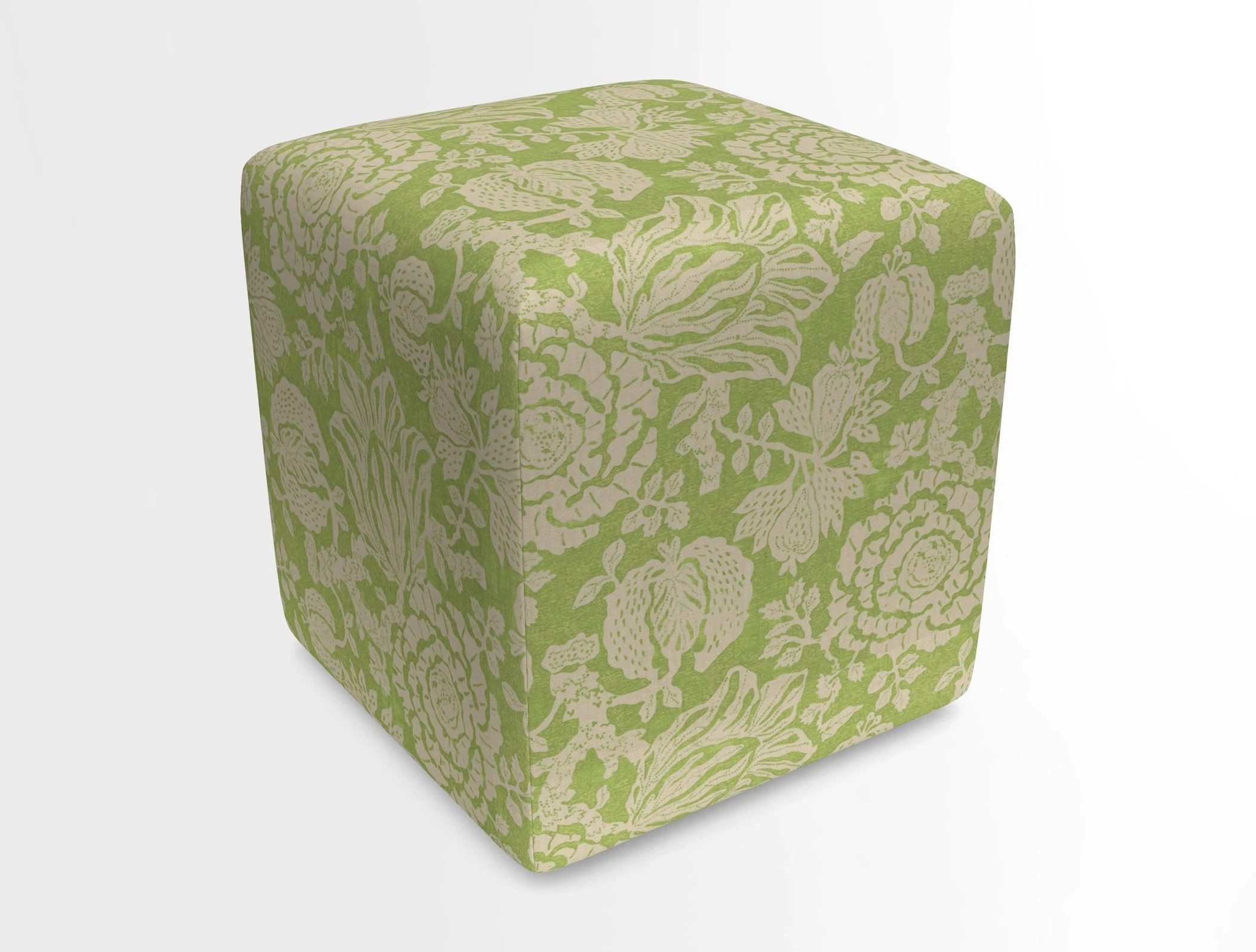 Cube Footstool in Peruvian homespun fabric