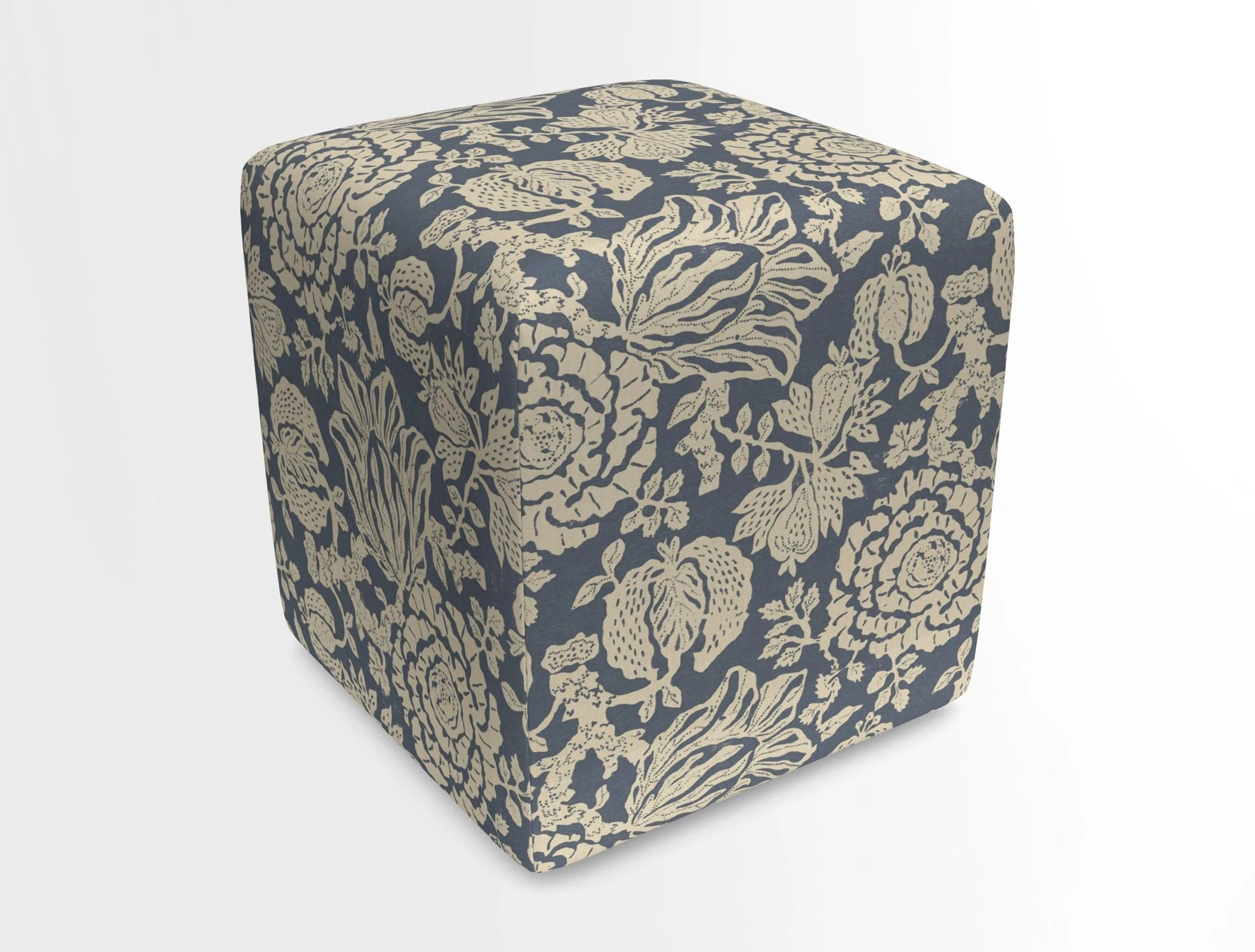 Cube Footstool in Peruvian homespun fabric