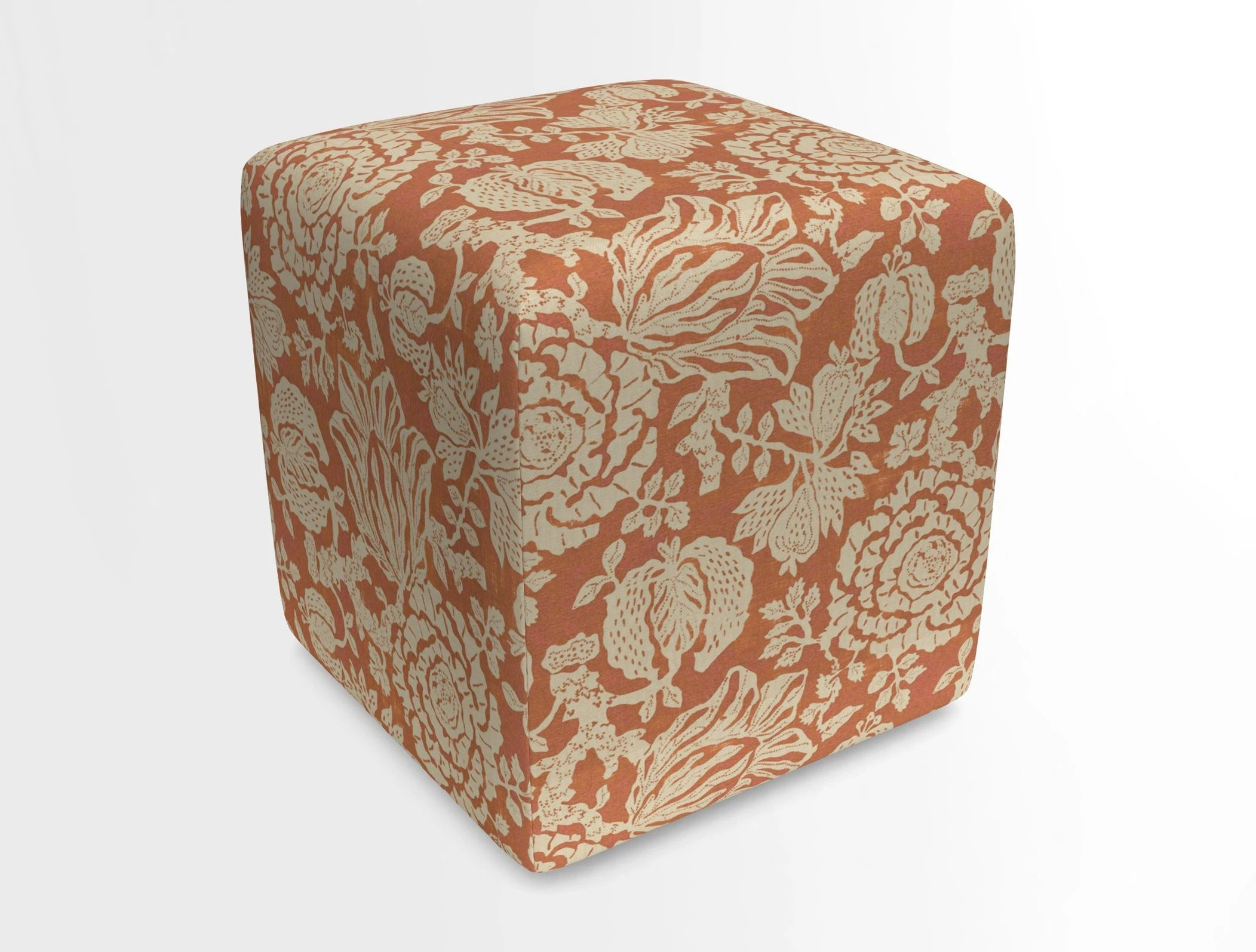Cube Footstool in Peruvian homespun fabric