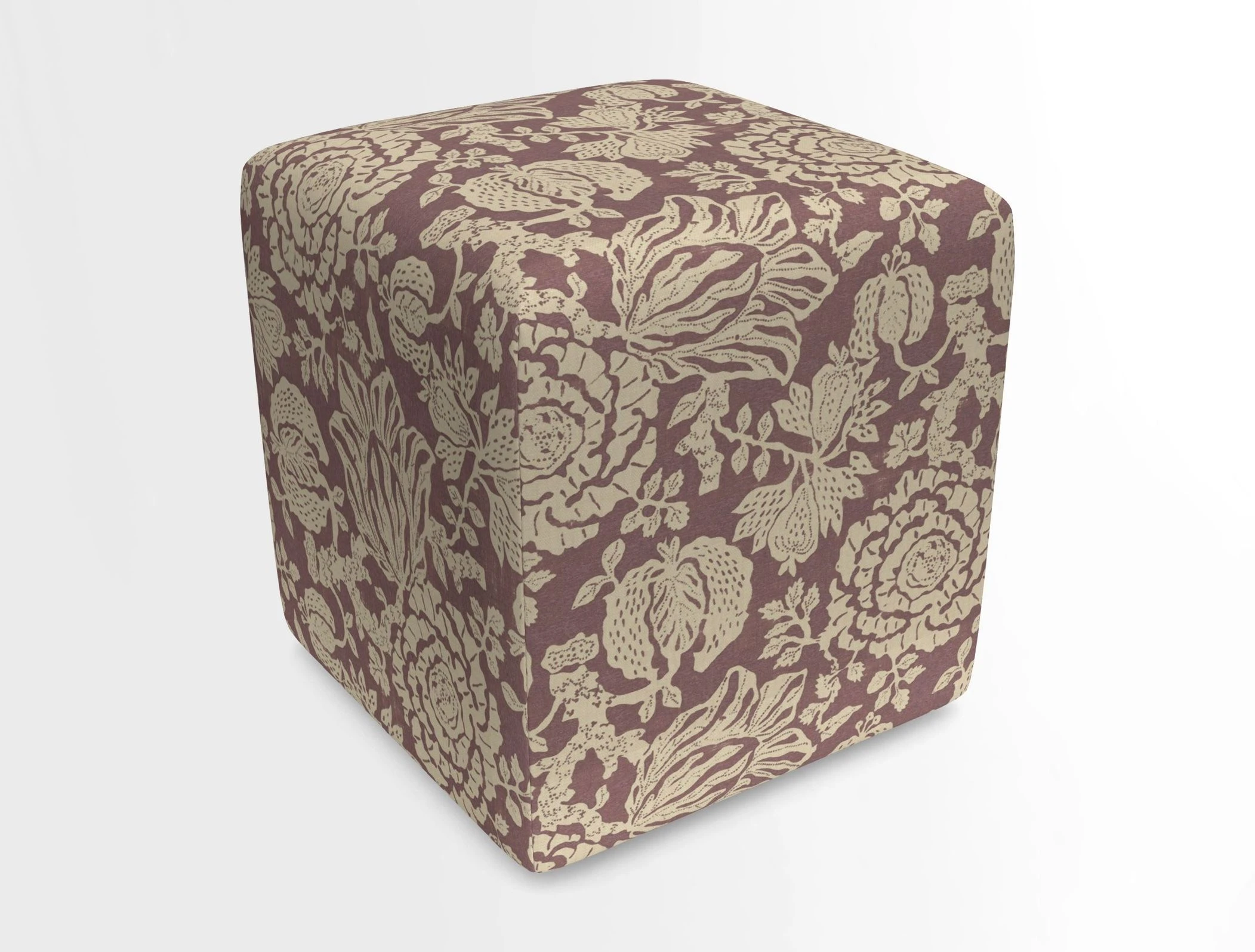 Cube Footstool in Peruvian homespun fabric