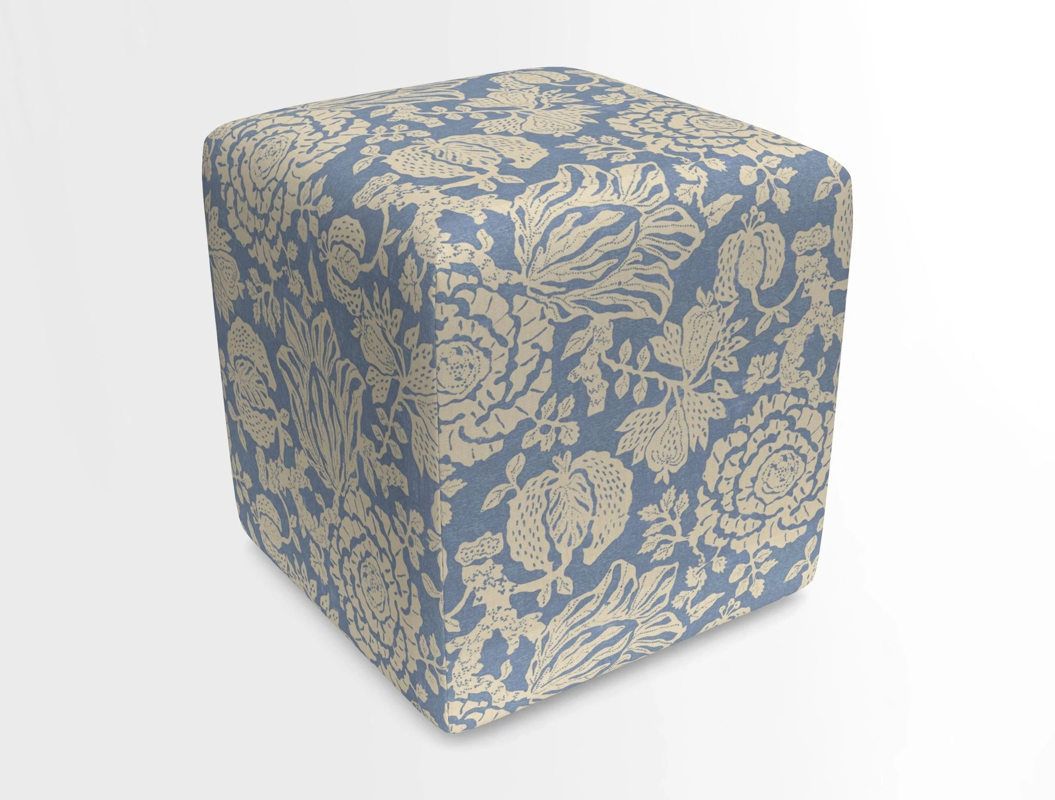 Cube Footstool in Peruvian homespun fabric