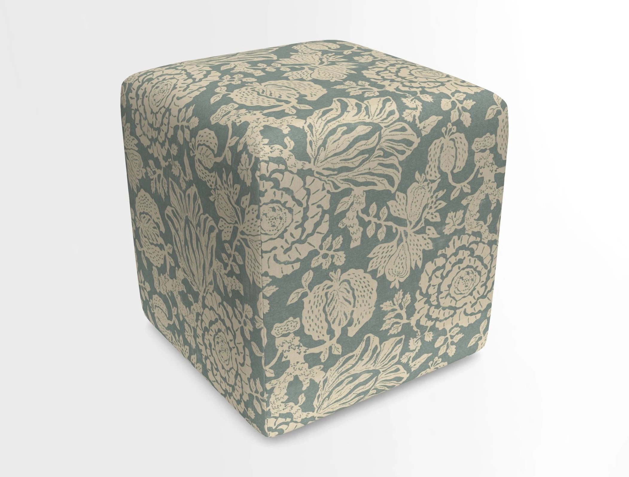 Cube Footstool in Peruvian homespun fabric