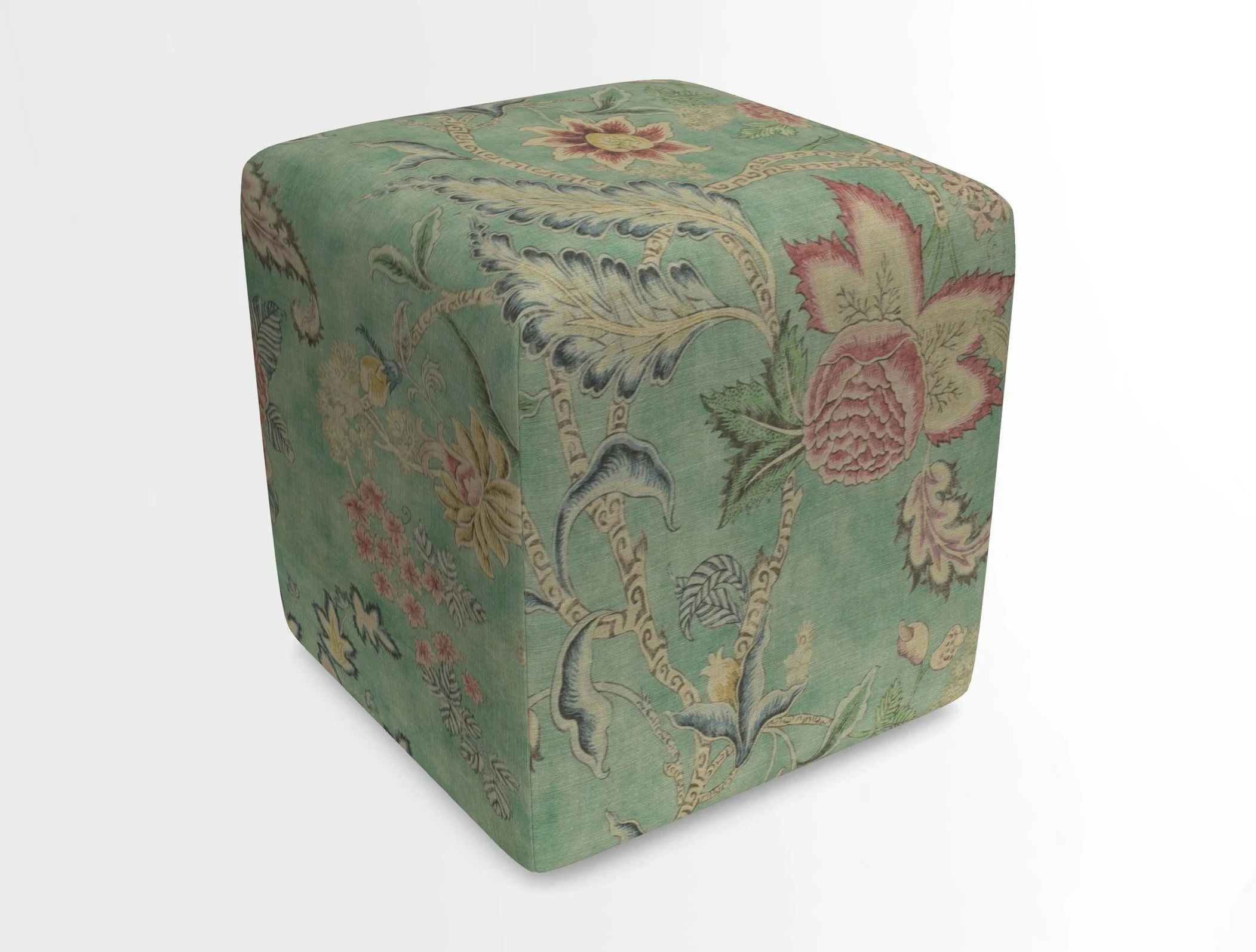 Cube Footstool in Peruvian homespun fabric
