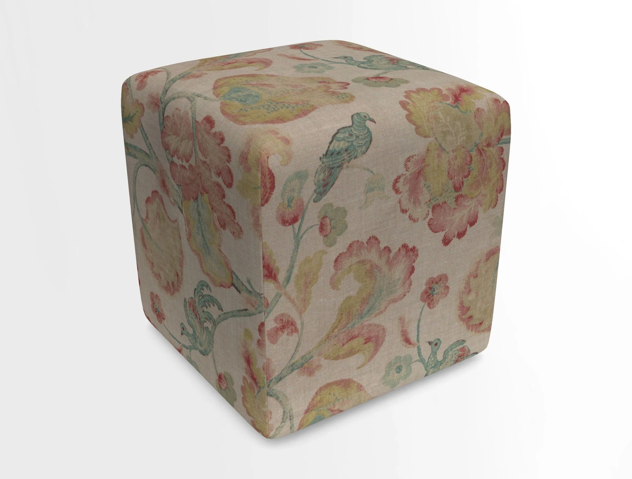 Cube Footstool in Peruvian homespun fabric