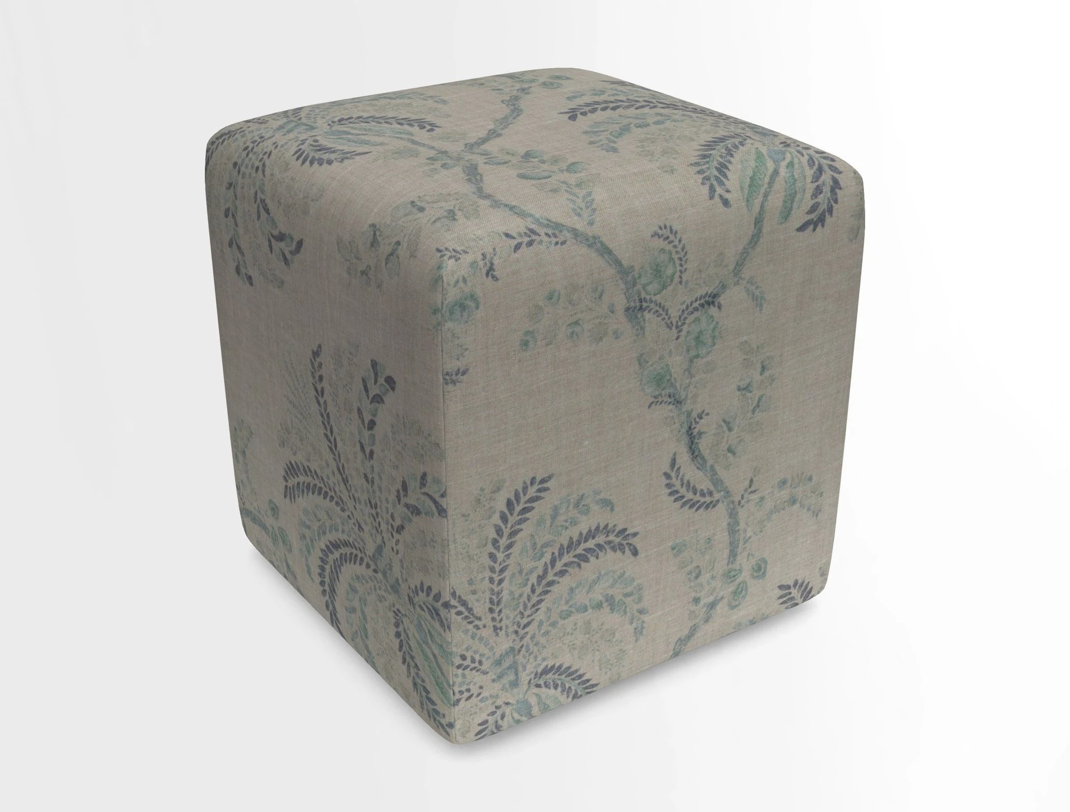 Cube Footstool in Peruvian homespun fabric