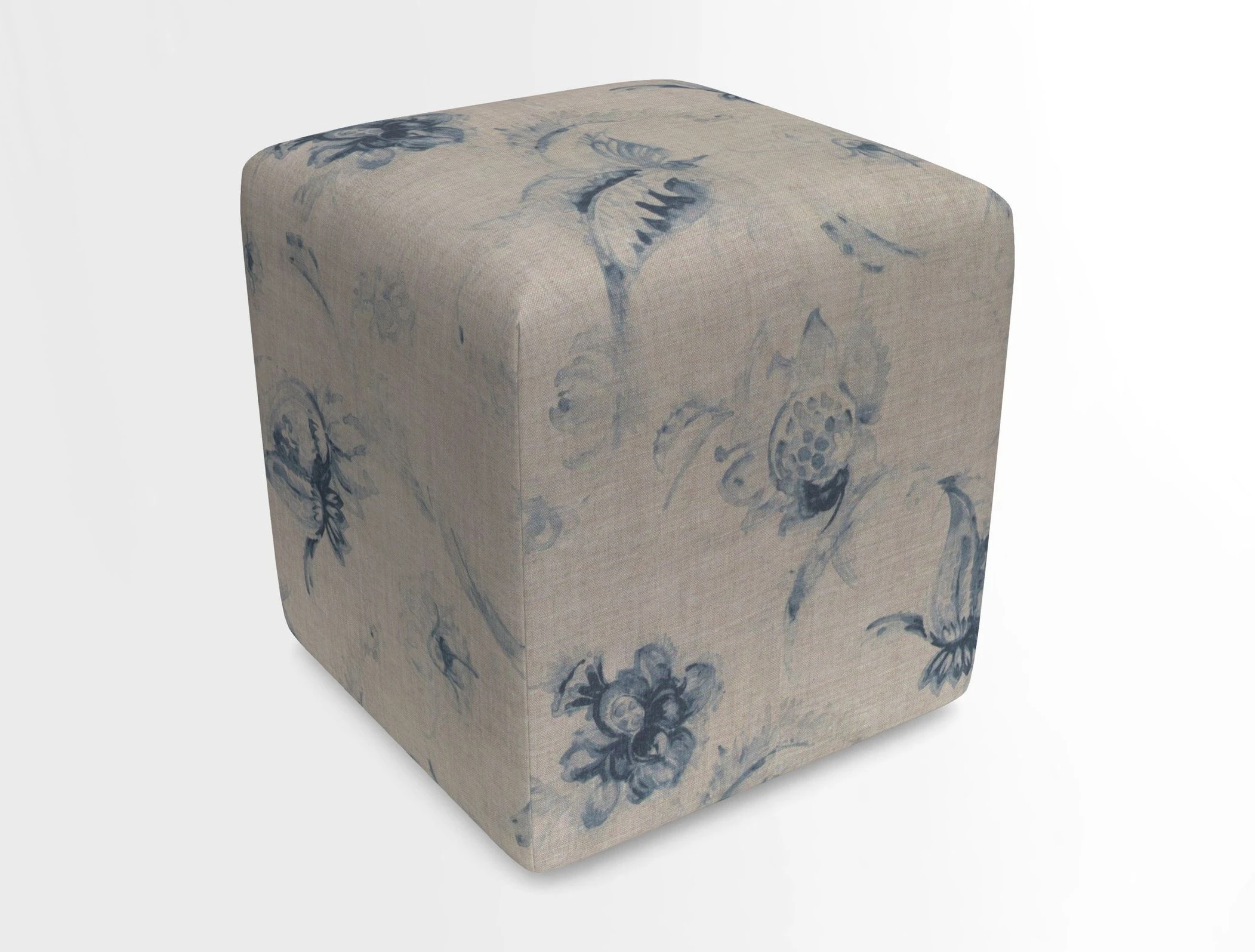 Cube Footstool in Peruvian homespun fabric