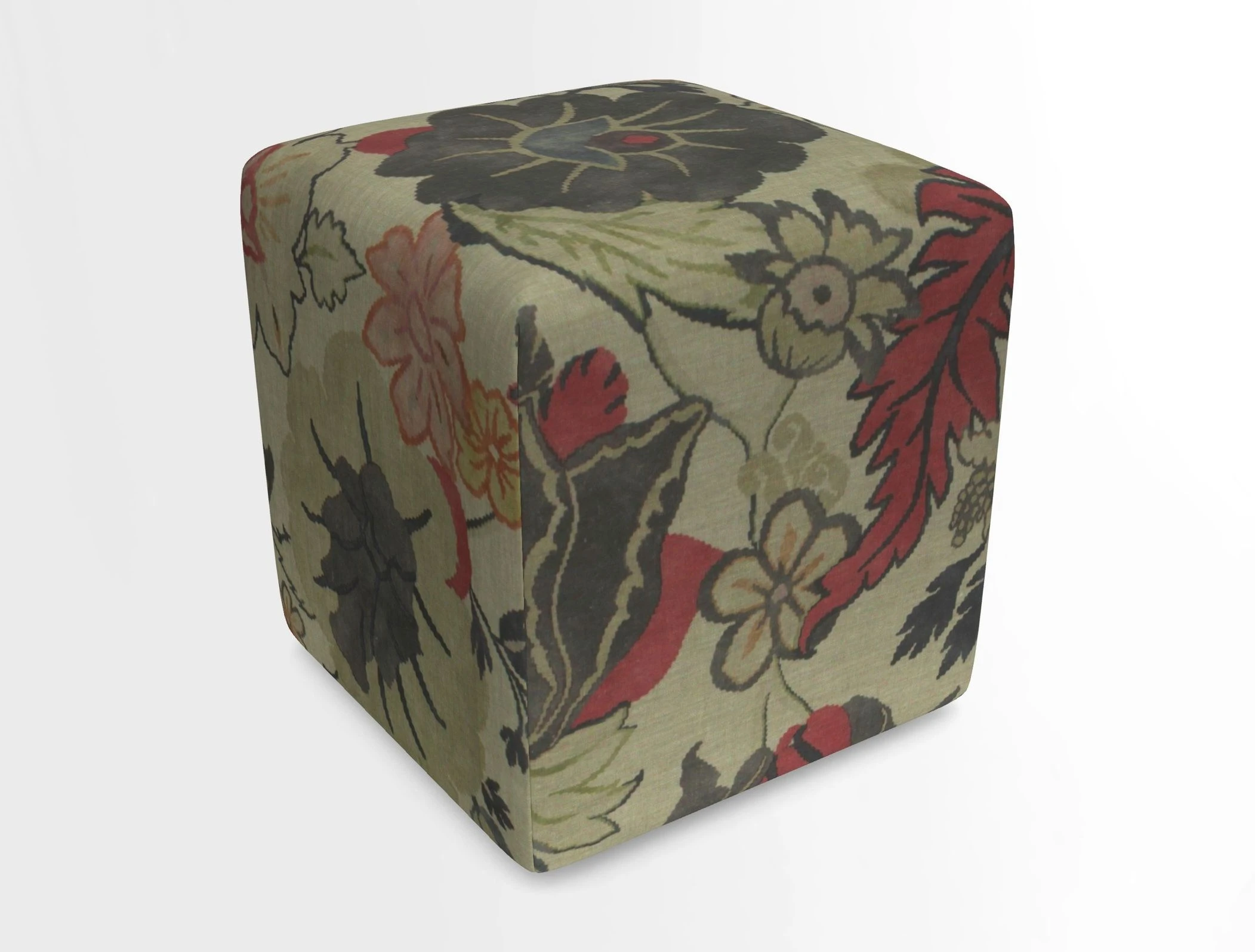 Cube Footstool in Peruvian homespun fabric