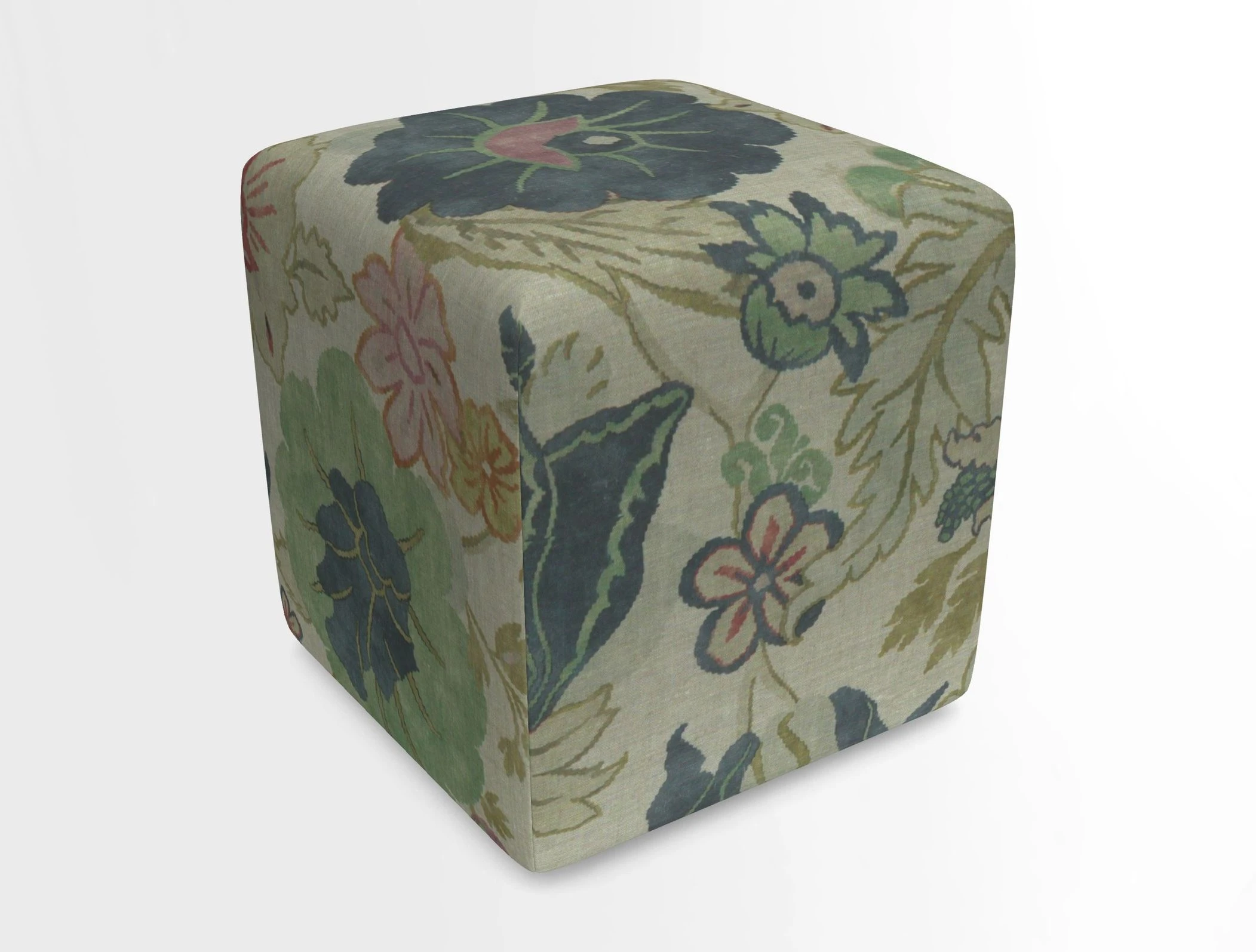 Cube Footstool in Peruvian homespun fabric
