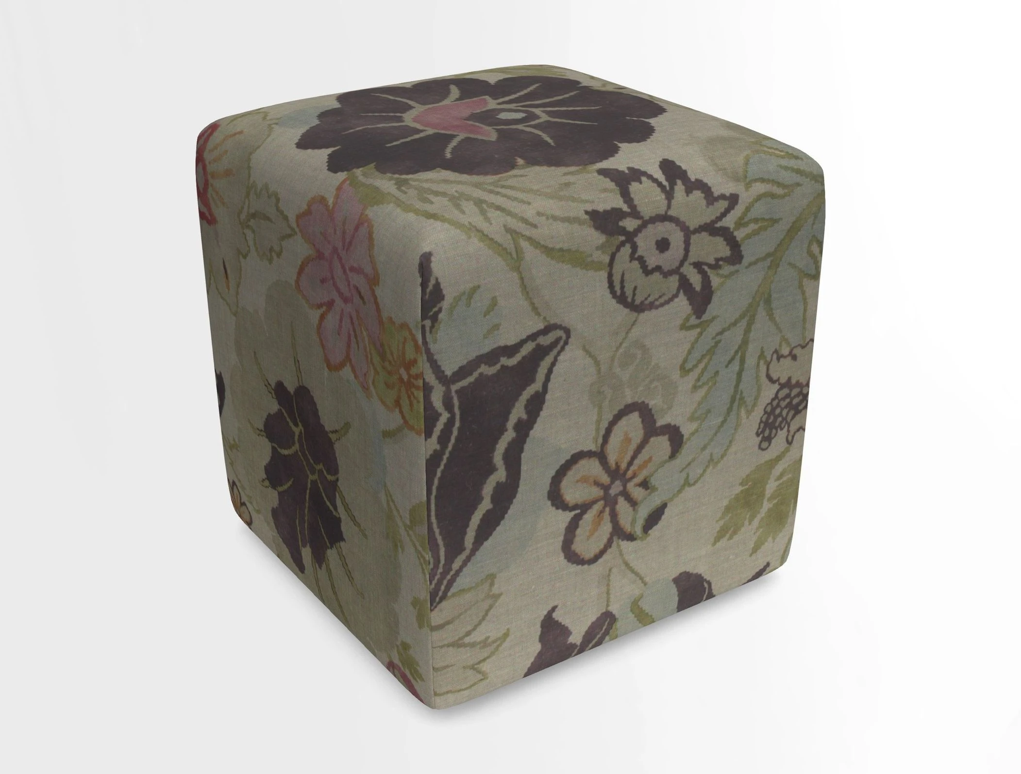 Cube Footstool in Peruvian homespun fabric