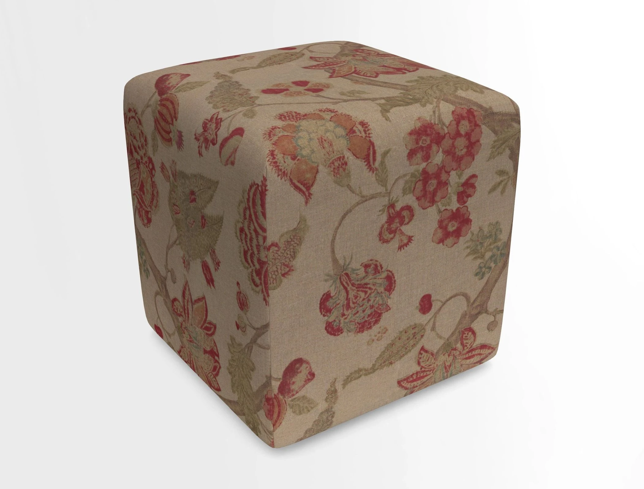 Cube Footstool in Peruvian homespun fabric