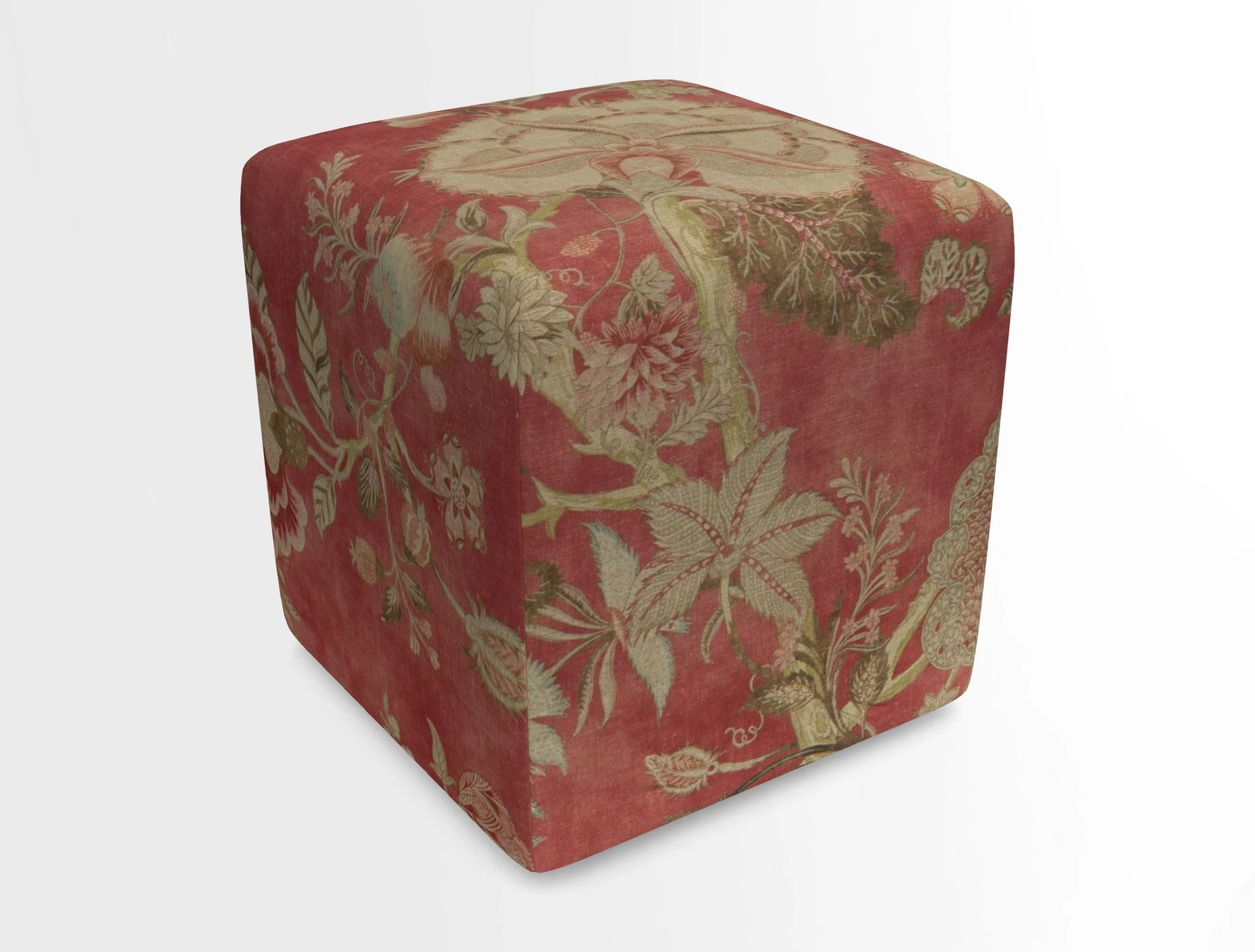 Cube Footstool in Peruvian homespun fabric