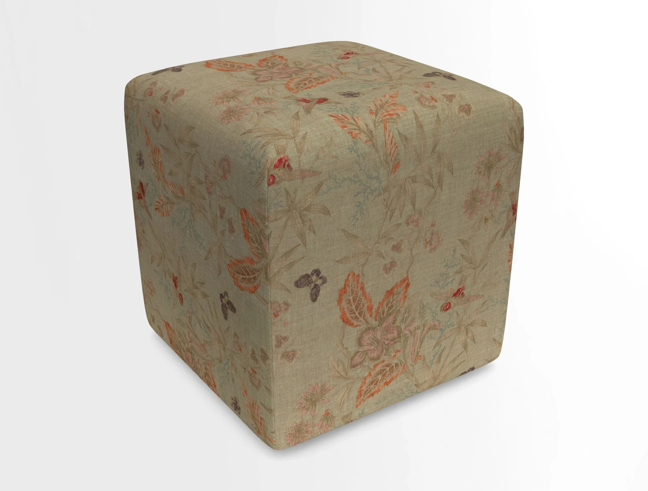 Cube Footstool in Peruvian homespun fabric