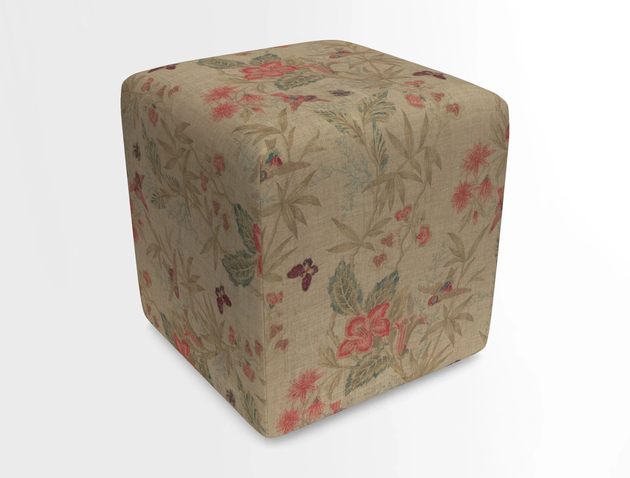 Cube Footstool in Peruvian homespun fabric