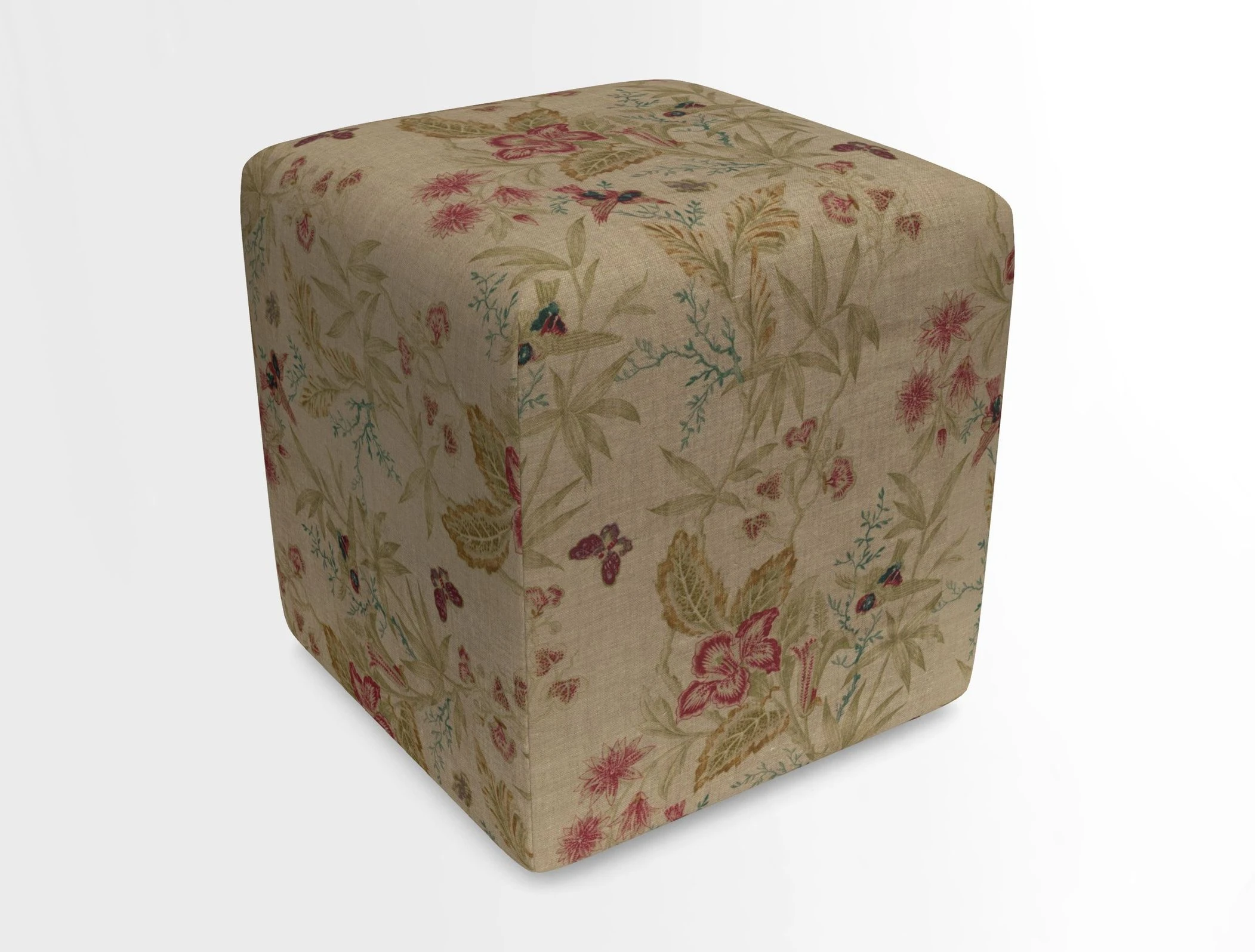 Cube Footstool in Peruvian homespun fabric