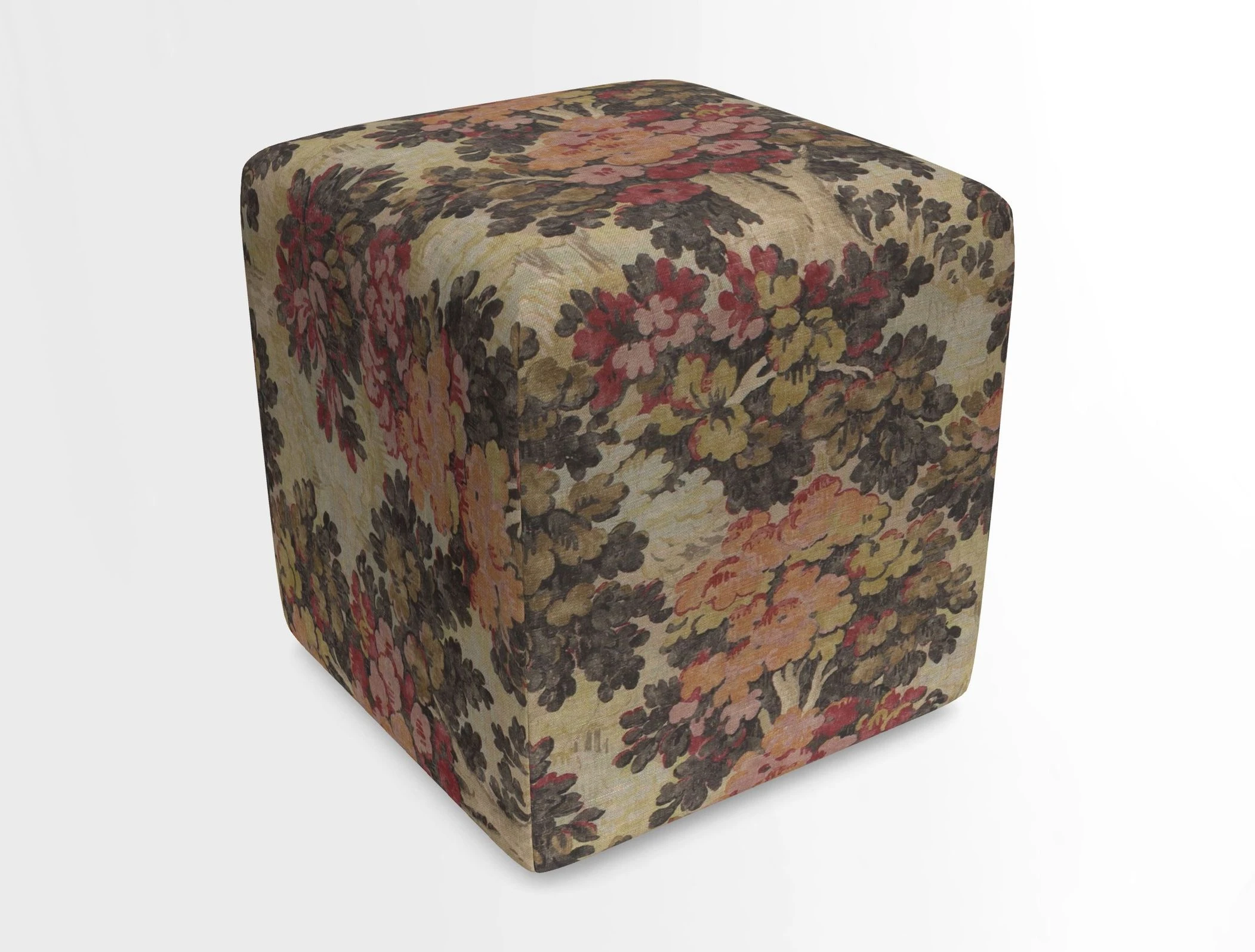 Cube Footstool in Peruvian homespun fabric