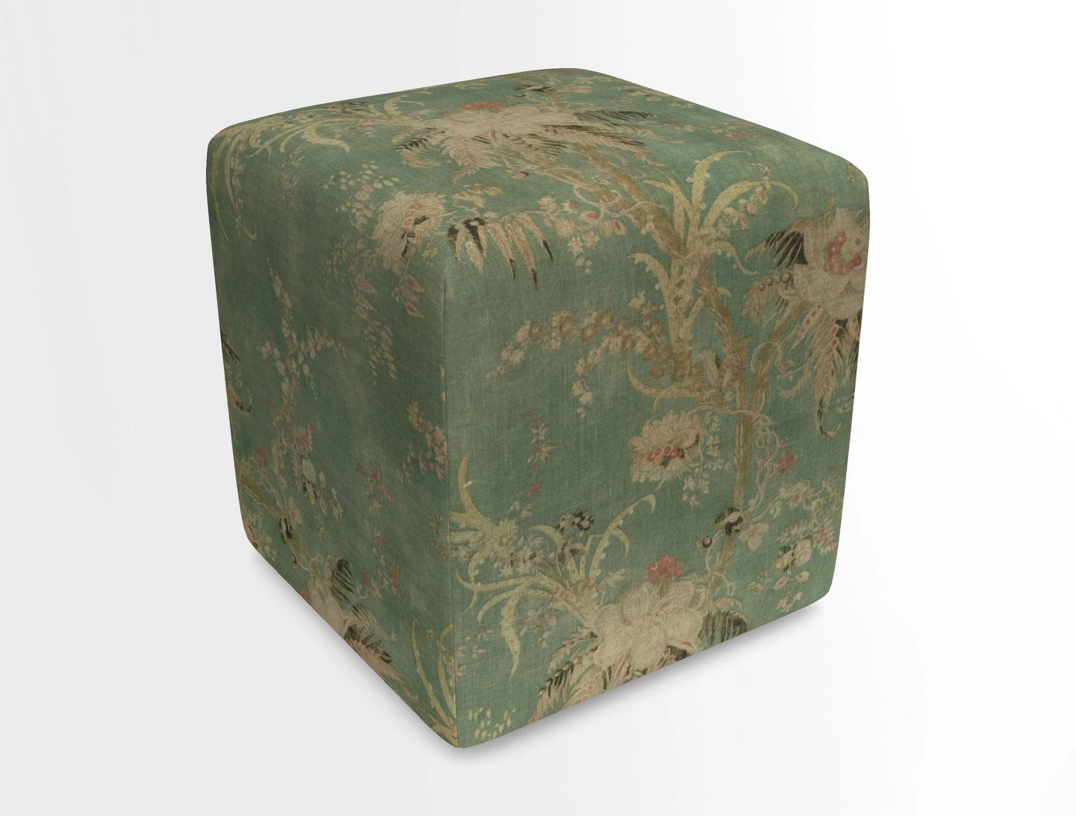 Cube Footstool in Peruvian homespun fabric