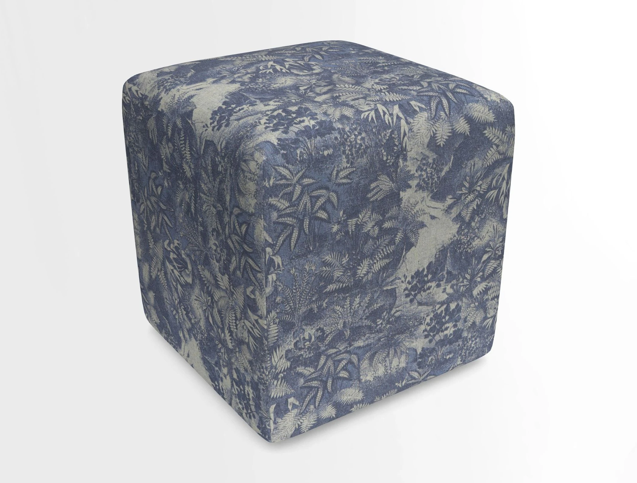 Cube Footstool in Peruvian homespun fabric