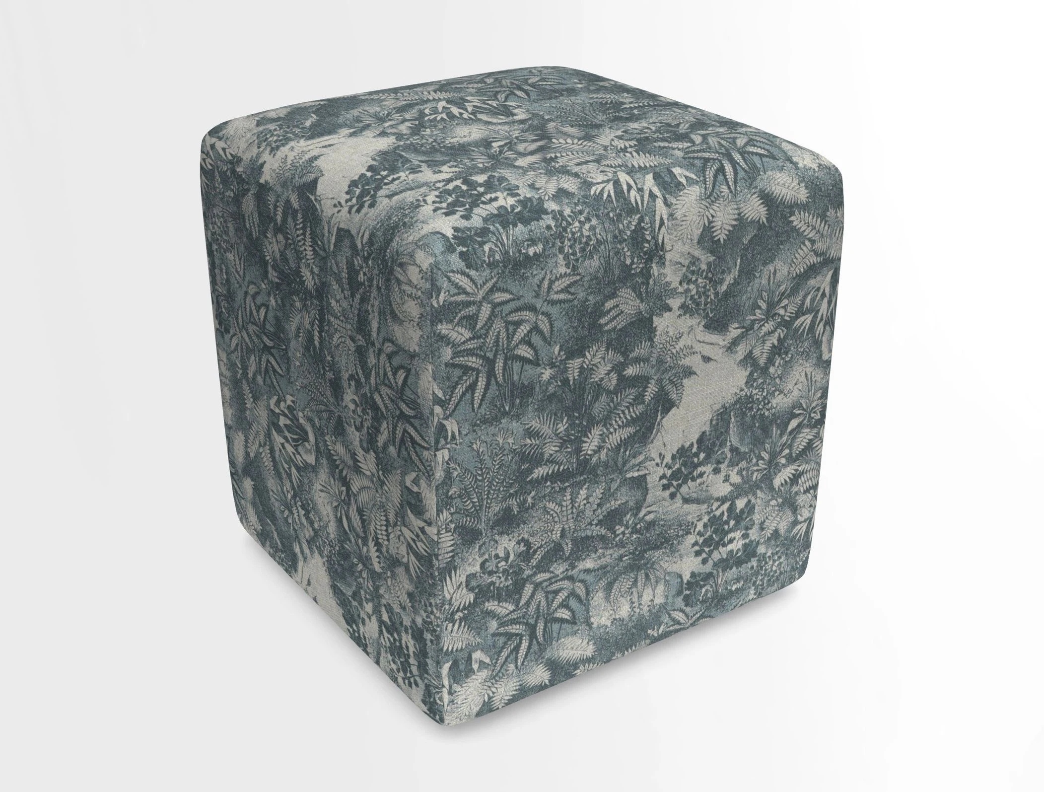 Cube Footstool in Peruvian homespun fabric