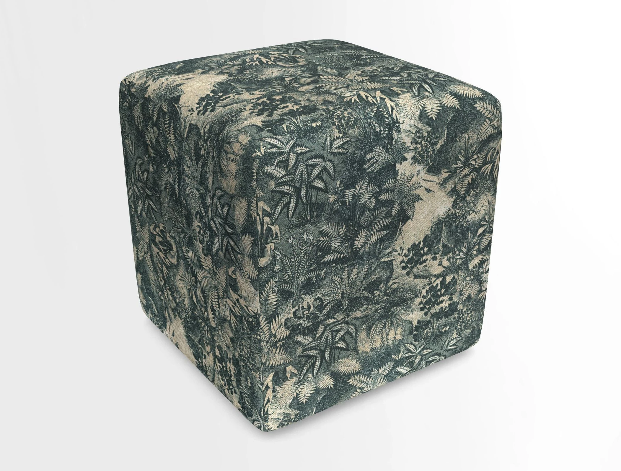 Cube Footstool in Peruvian homespun fabric